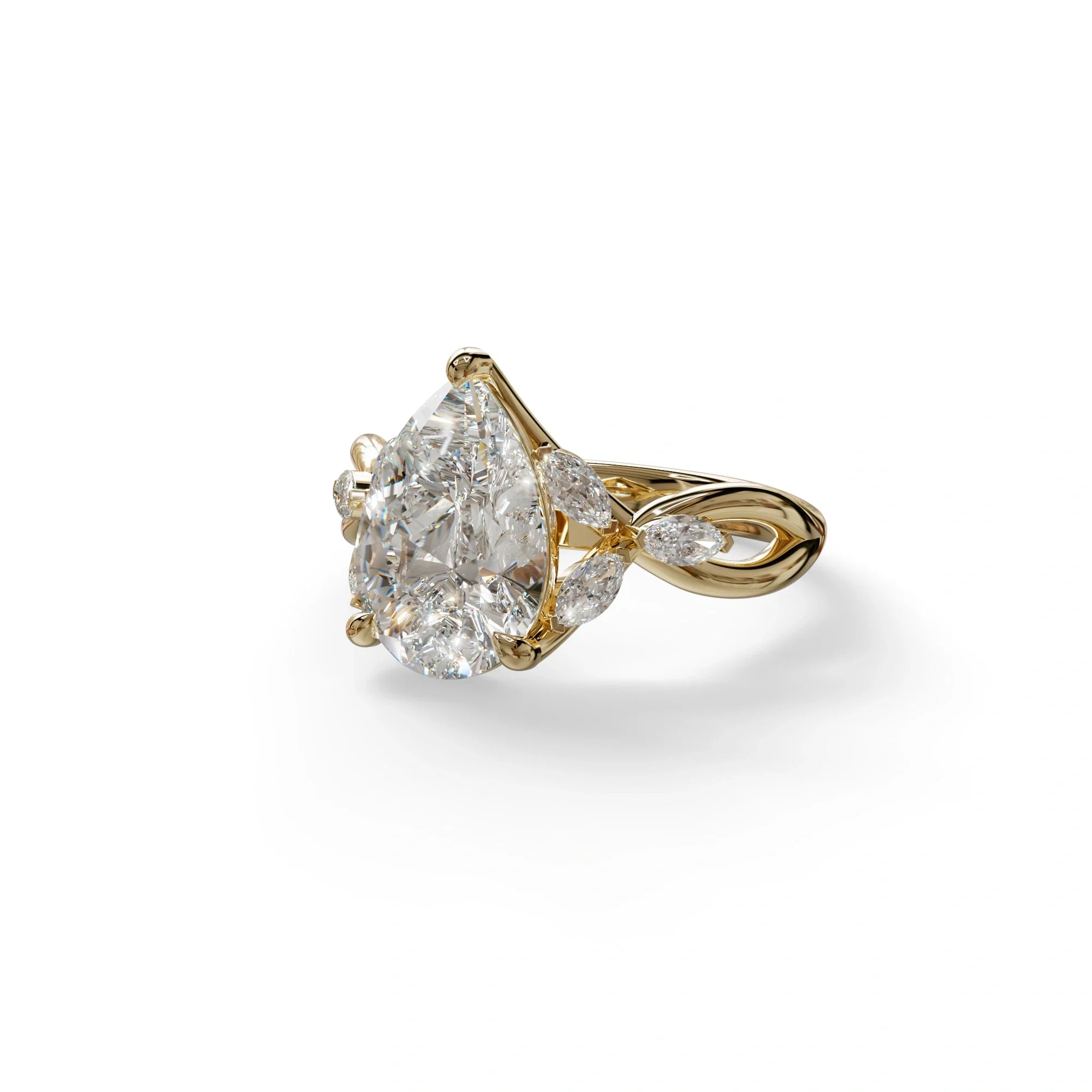 3 Carat E-VVS Pear Cut Cluster-Vintage Setting Lab Grown Diamond Ring - Celena