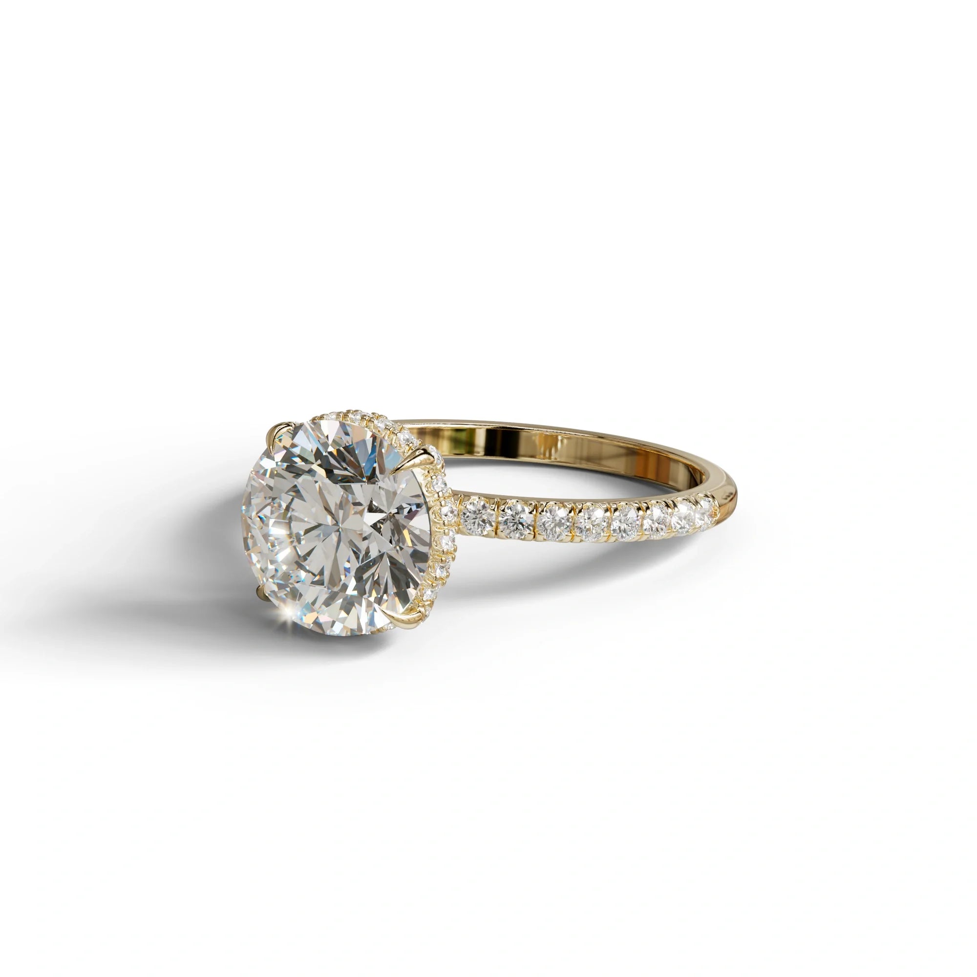 3.5 Carat E-VVS Round Cut Lab Diamond Ring - Halo & Pave Setting Wedding Ring