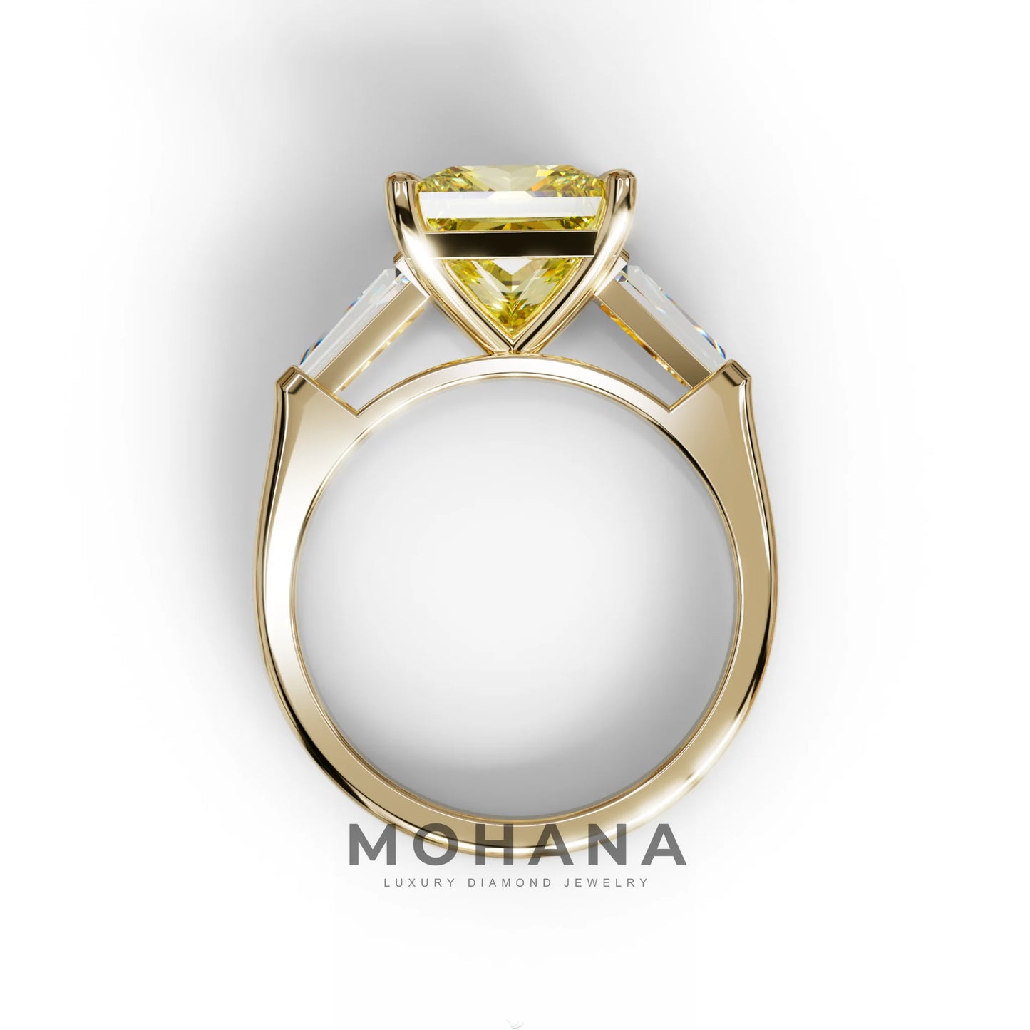 3 Carat Yellow Princess & Baguette Cut Lab Grown Diamond Ring - Alluring