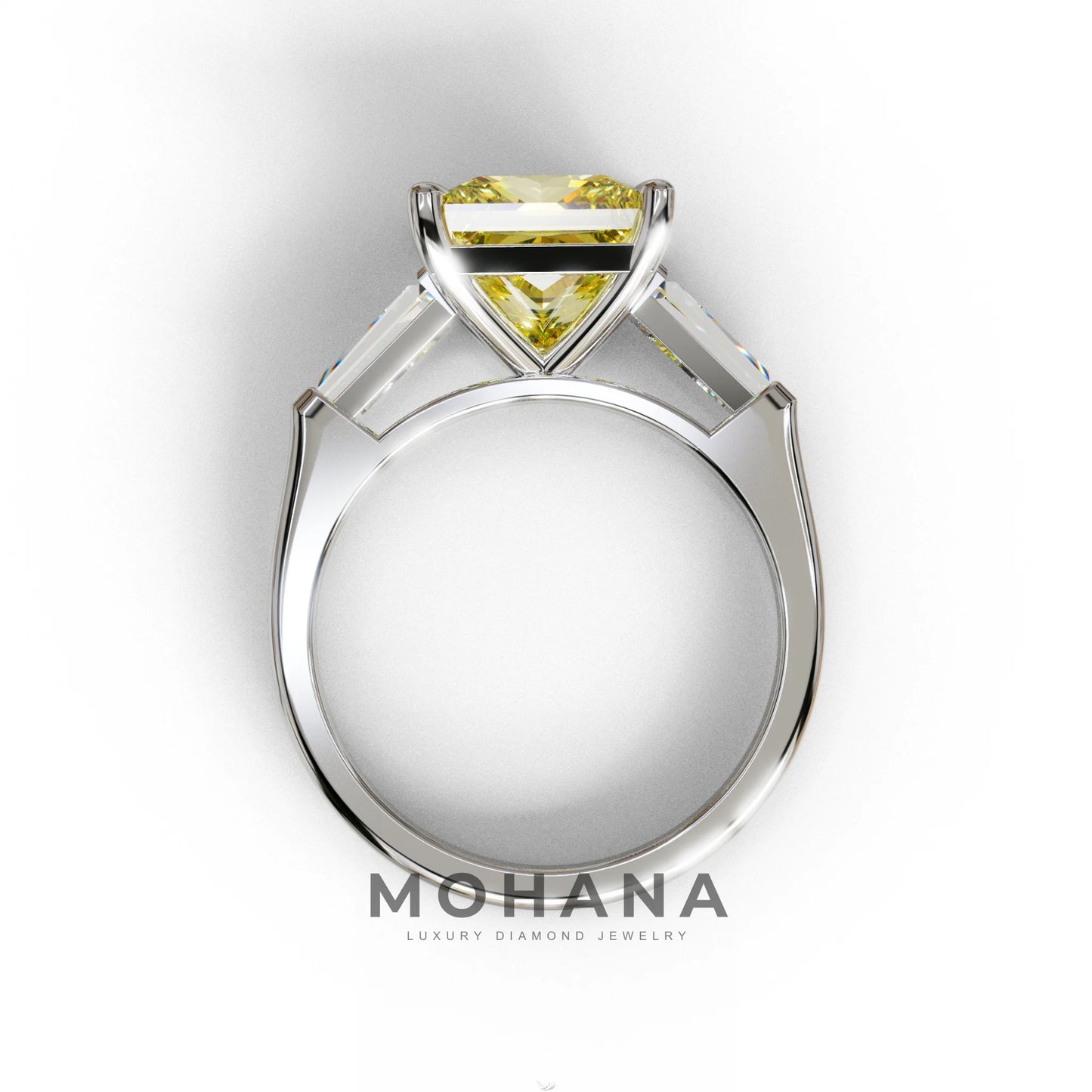 3 Carat Yellow Princess & Baguette Cut Lab Grown Diamond Ring - Alluring