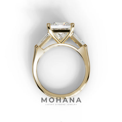 E/VVS 3 Carat Princess & Baguette Cut Lab Grown Diamond Ring - Alluring