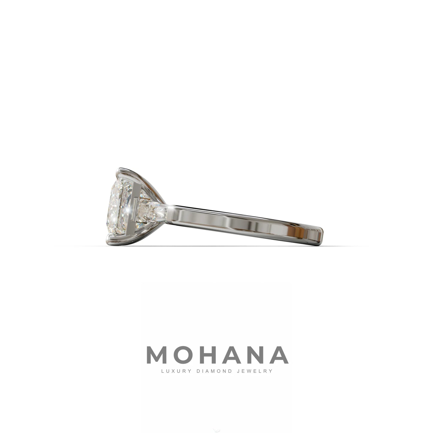 E/VVS 3 Carat Princess & Baguette Cut Lab Grown Diamond Ring - Alluring