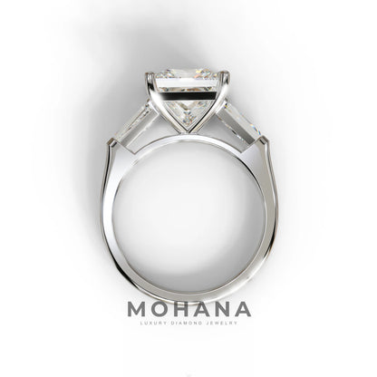 E/VVS 3 Carat Princess & Baguette Cut Lab Grown Diamond Ring - Alluring