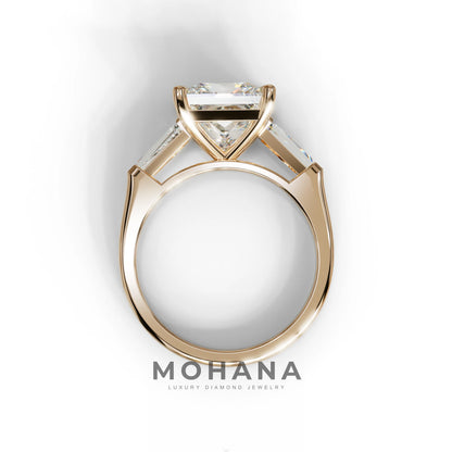 E/VVS 3 Carat Princess & Baguette Cut Lab Grown Diamond Ring - Alluring