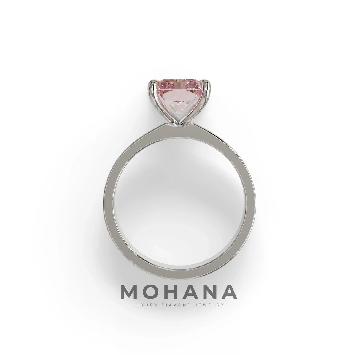 4Ct Pink Radiant Cut Lab Grown Diamond Solitaire Engagement Ring - Crownfire