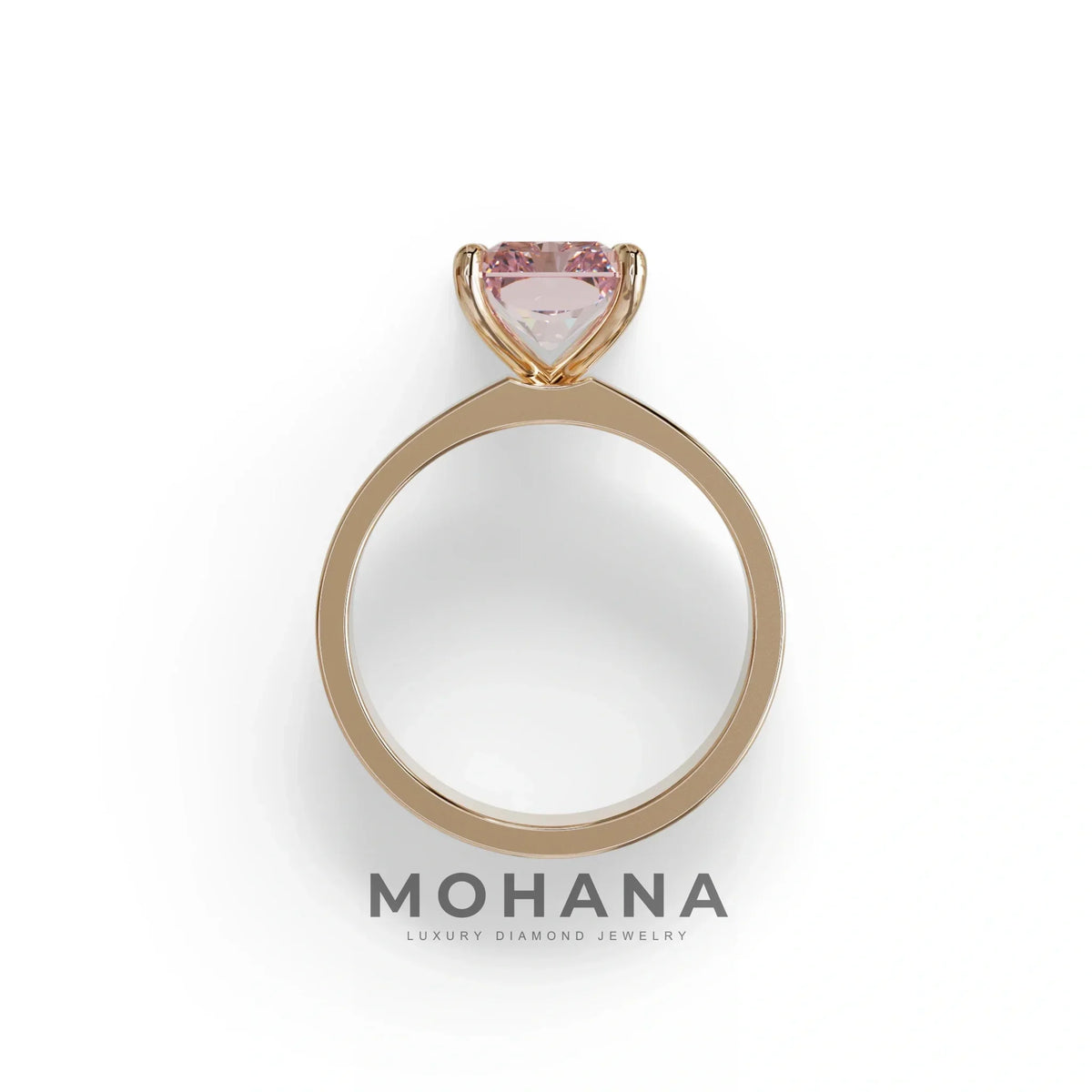 4Ct Pink Radiant Cut Lab Grown Diamond Solitaire Engagement Ring - Crownfire