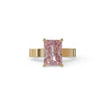 4Ct Pink Radiant Cut Lab Grown Diamond Solitaire Engagement Ring - Crownfire - 10K Solid Gold / Yellow Gold