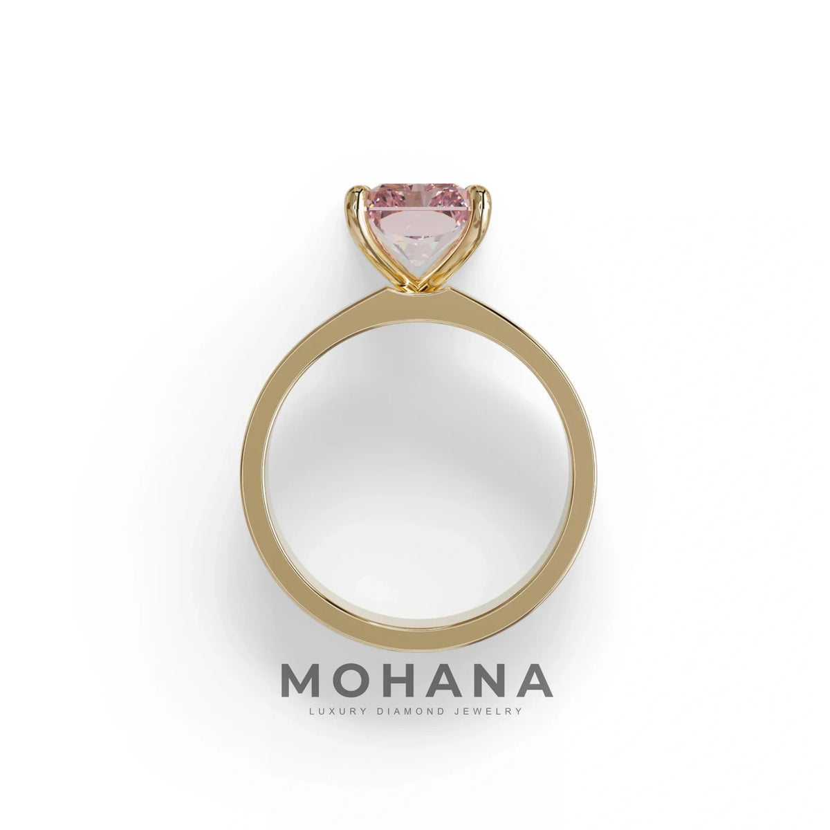 4Ct Pink Radiant Cut Lab Grown Diamond Solitaire Engagement Ring - Crownfire
