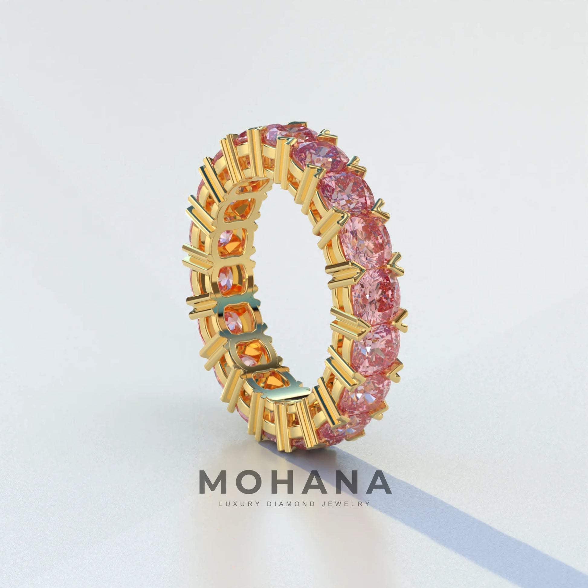4mm Pink Cushion Lab Diamond Eternity Ring | Wedding Band Ring - Elysia