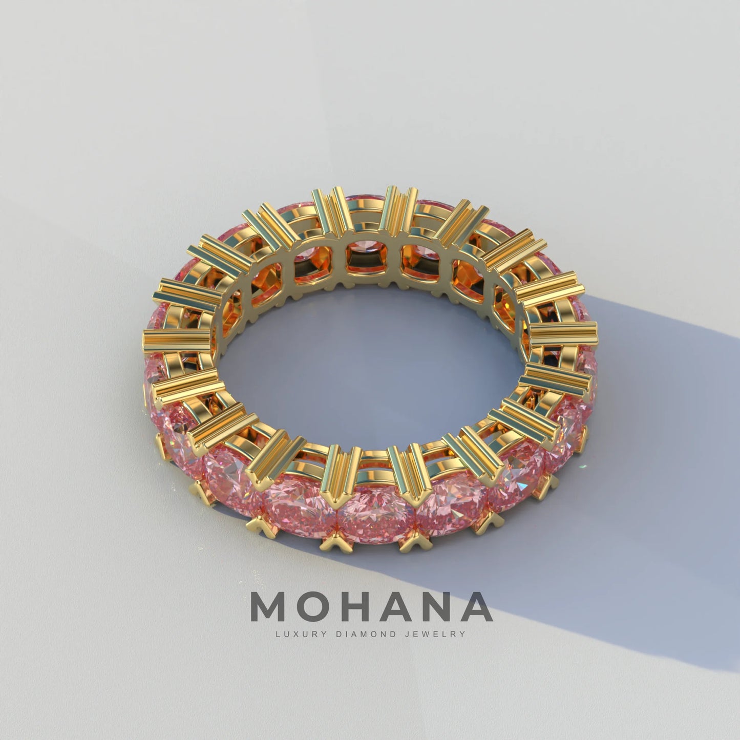 4mm Pink Cushion Lab Diamond Eternity Ring | Wedding Band Ring - Elysia