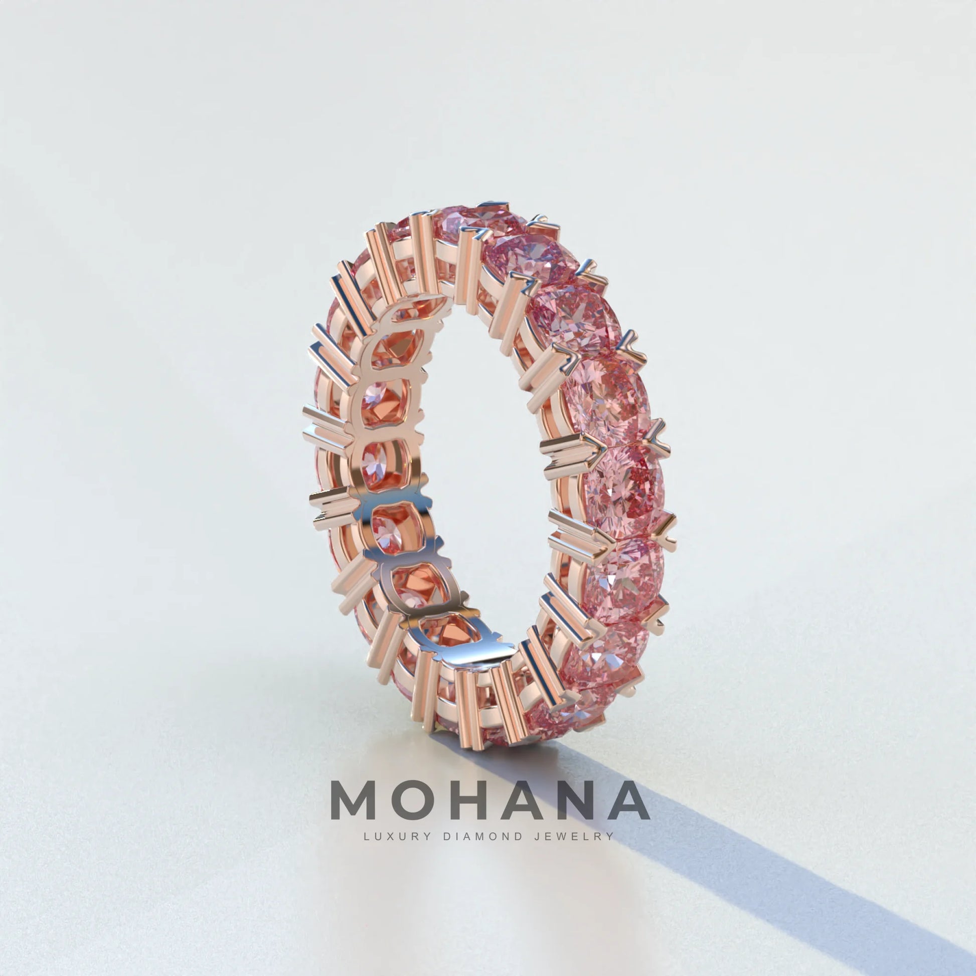 4mm Pink Cushion Lab Diamond Eternity Ring | Wedding Band Ring - Elysia