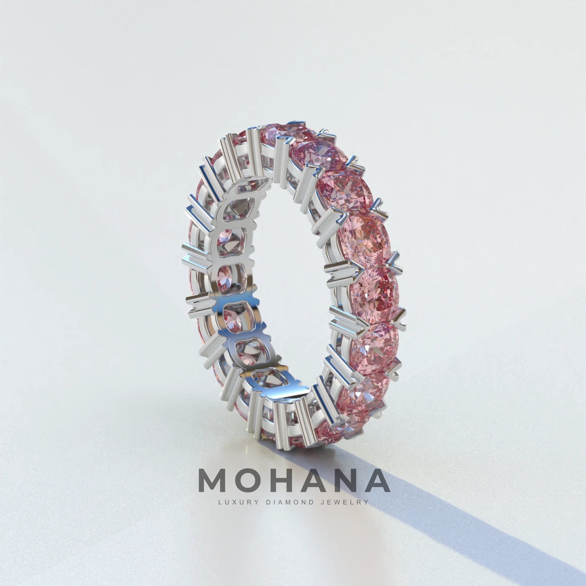 4mm Pink Cushion Lab Diamond Eternity Ring | Wedding Band Ring - Elysia