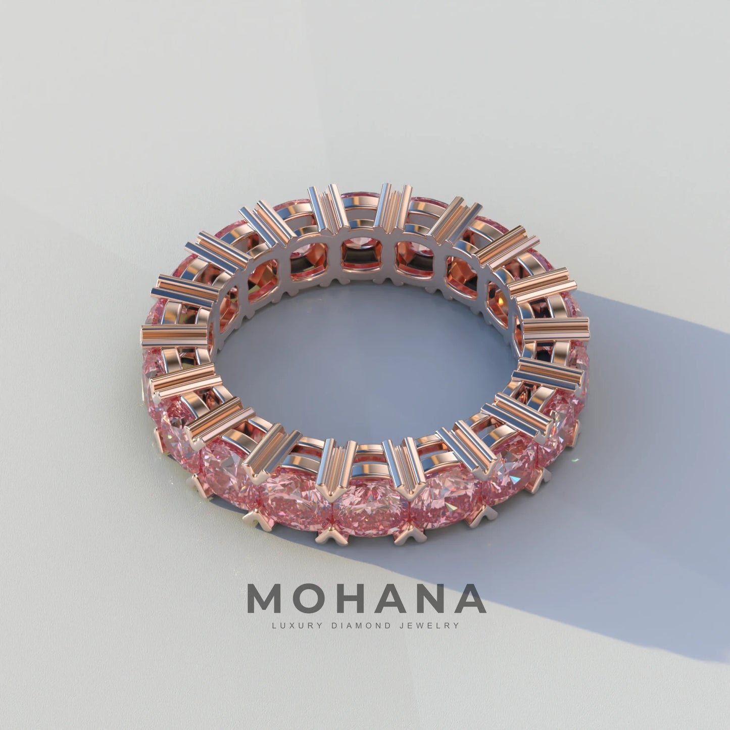 4mm Pink Cushion Lab Diamond Eternity Ring | Wedding Band Ring - Elysia
