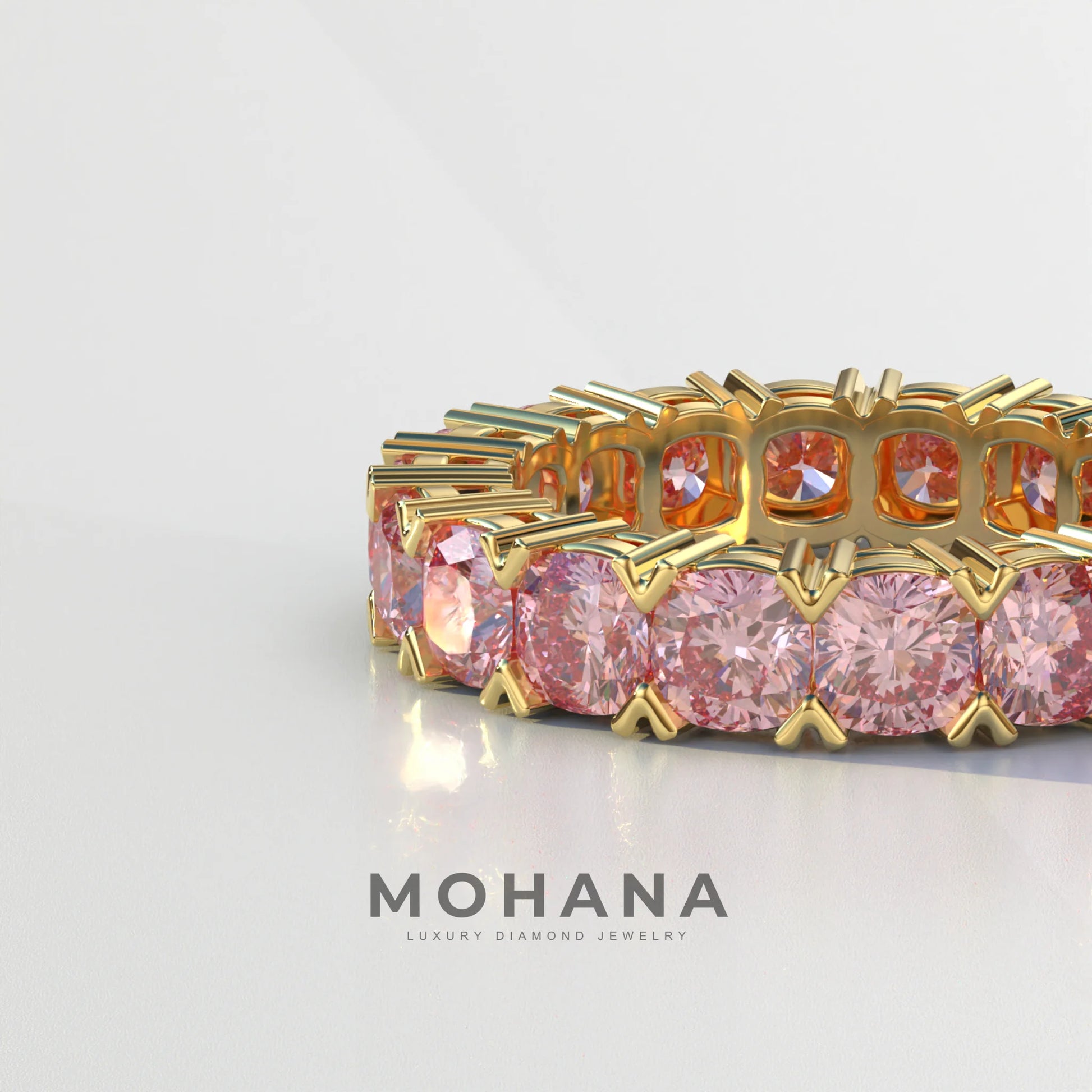 4mm Pink Cushion Lab Diamond Eternity Ring | Wedding Band Ring - Elysia