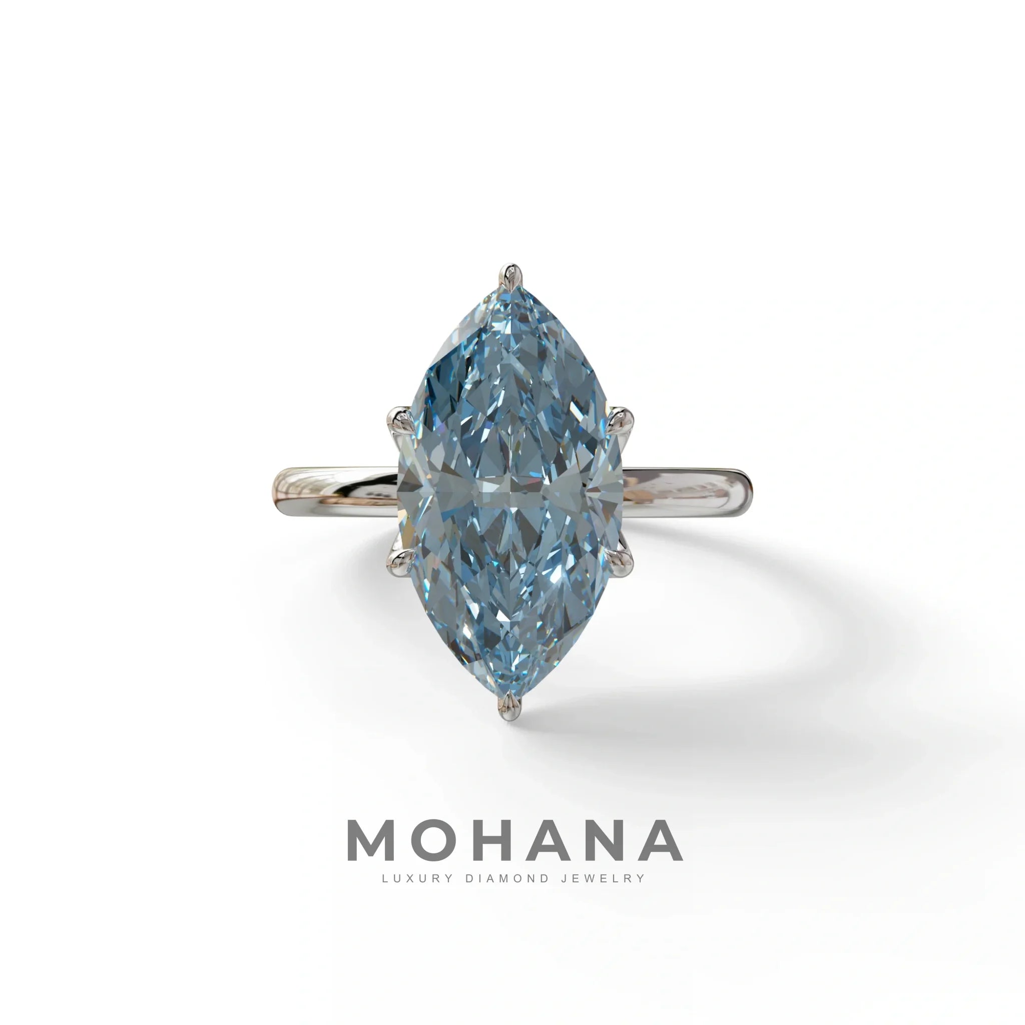 5 Carat Blue Lab Grown Diamond Engagement Ring · Marquise Cut Hidden Halo | Etoile - view 3