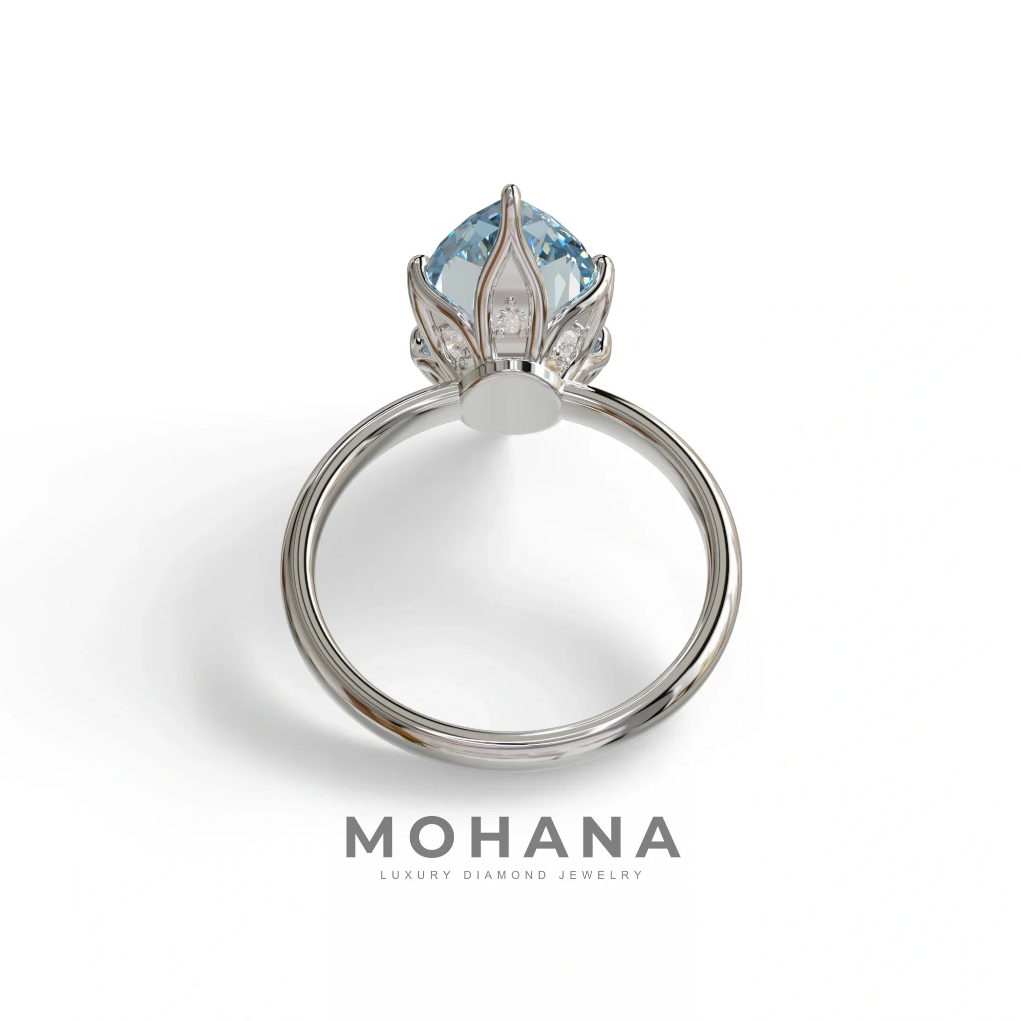 5 Carat Blue Lab Grown Diamond Engagement Ring · Marquise Cut Hidden Halo | Etoile - view 9