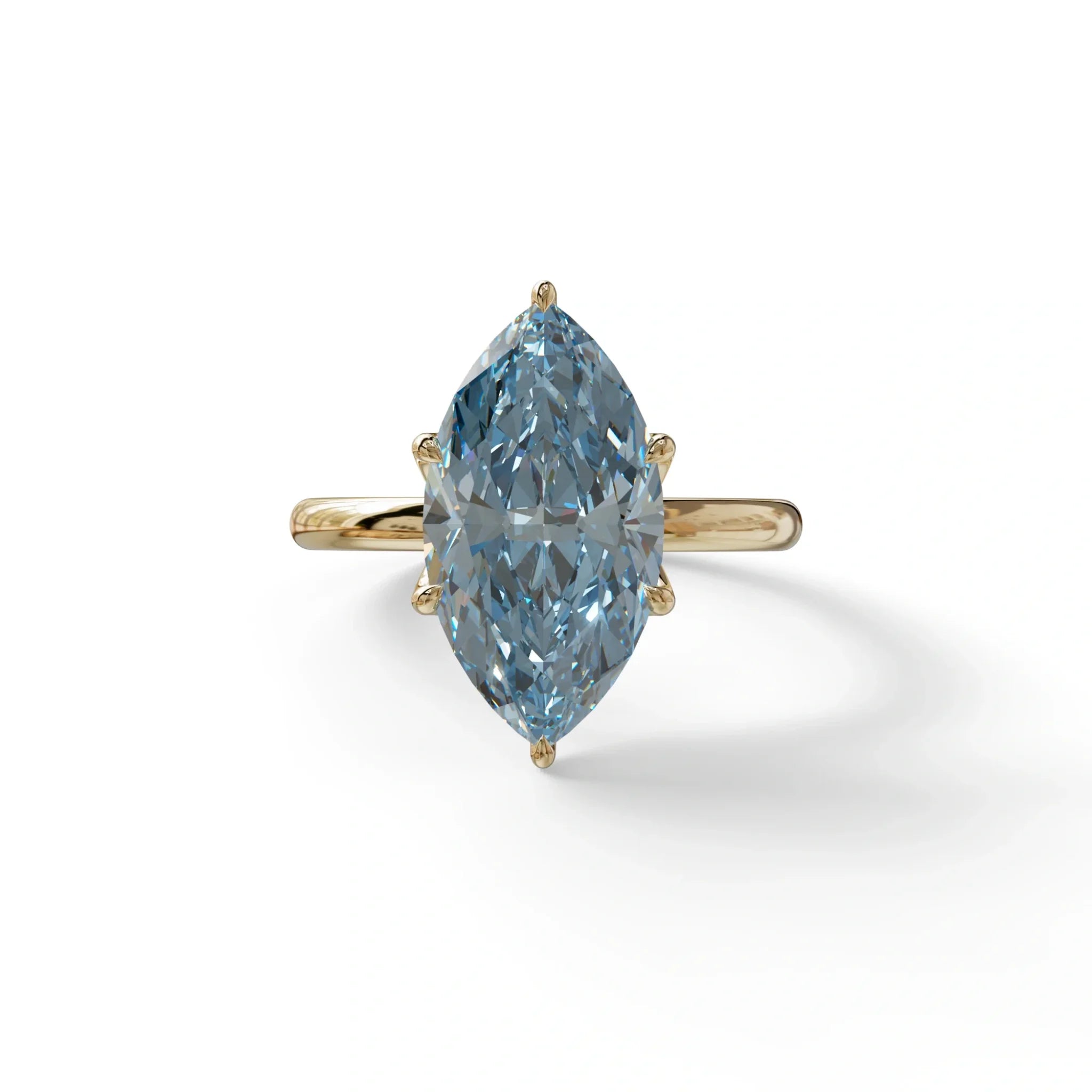 5 Carat Blue Lab Grown Diamond Engagement Ring · Marquise Cut Hidden Halo | Etoile - view 1