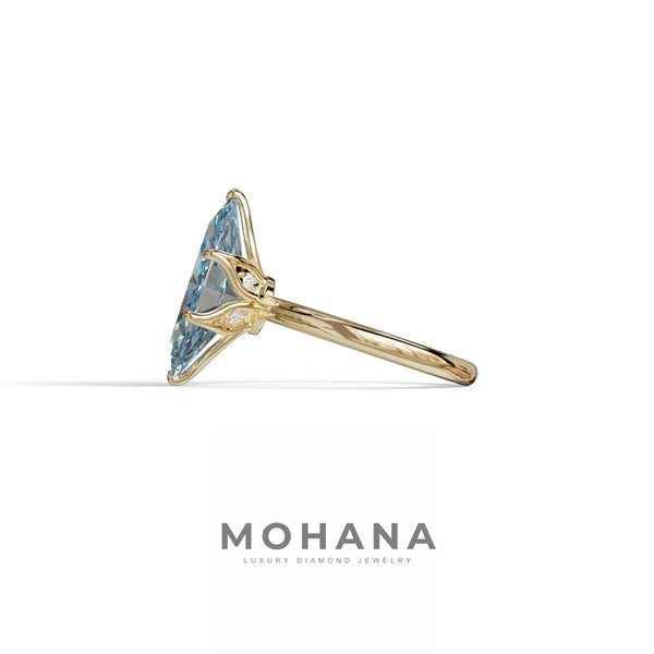 5 Carat Blue Lab Grown Diamond Engagement Ring · Marquise Cut Hidden Halo | Etoile alternate view
