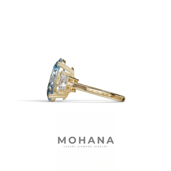 5 Carat Blue Lab Grown Diamond Engagement Ring · Oval Cut Three Stone | Solstice alternate view