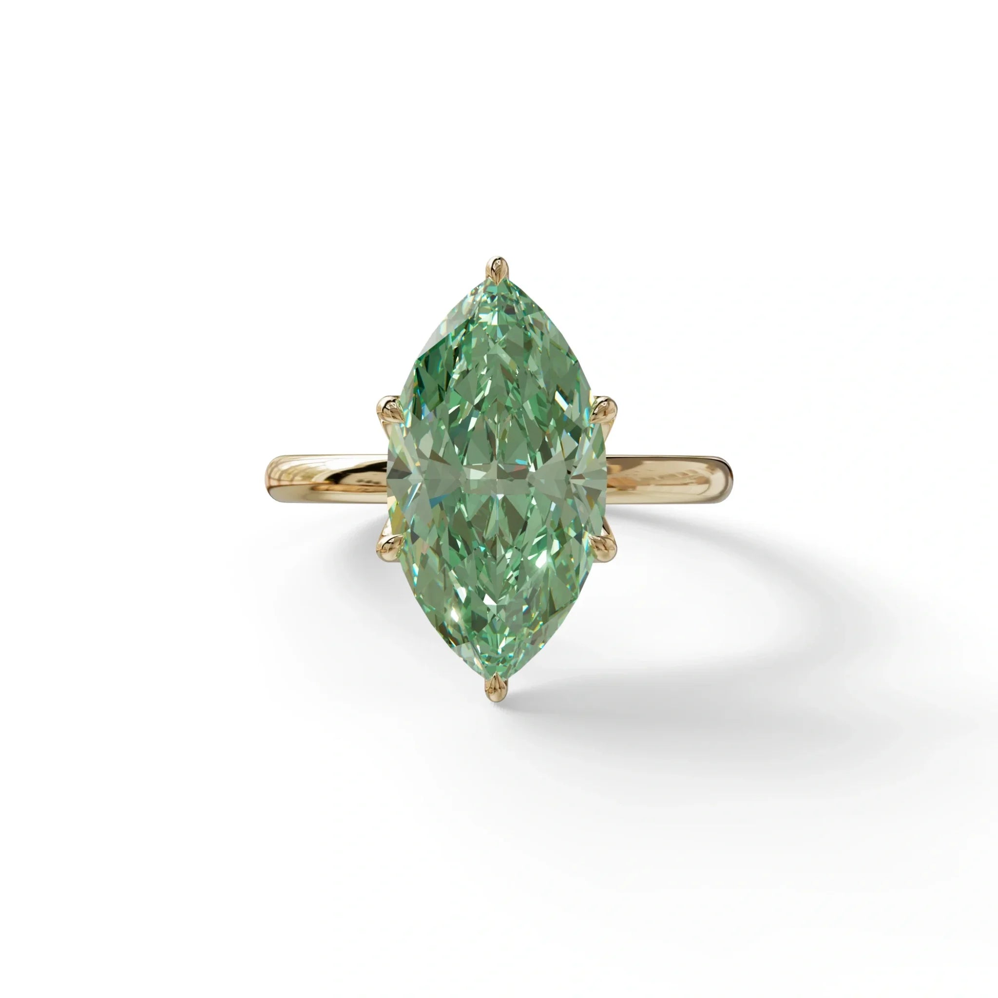5 Carat Green Lab Grown Diamond Engagement Ring · Marquise Cut Hidden Halo | Etoile - view 1