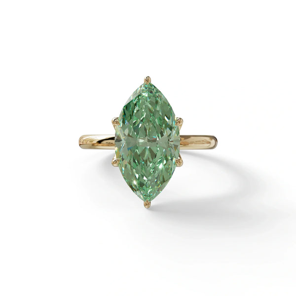 5 Carat Green Lab Grown Diamond Engagement Ring · Marquise Cut Hidden Halo | Etoile