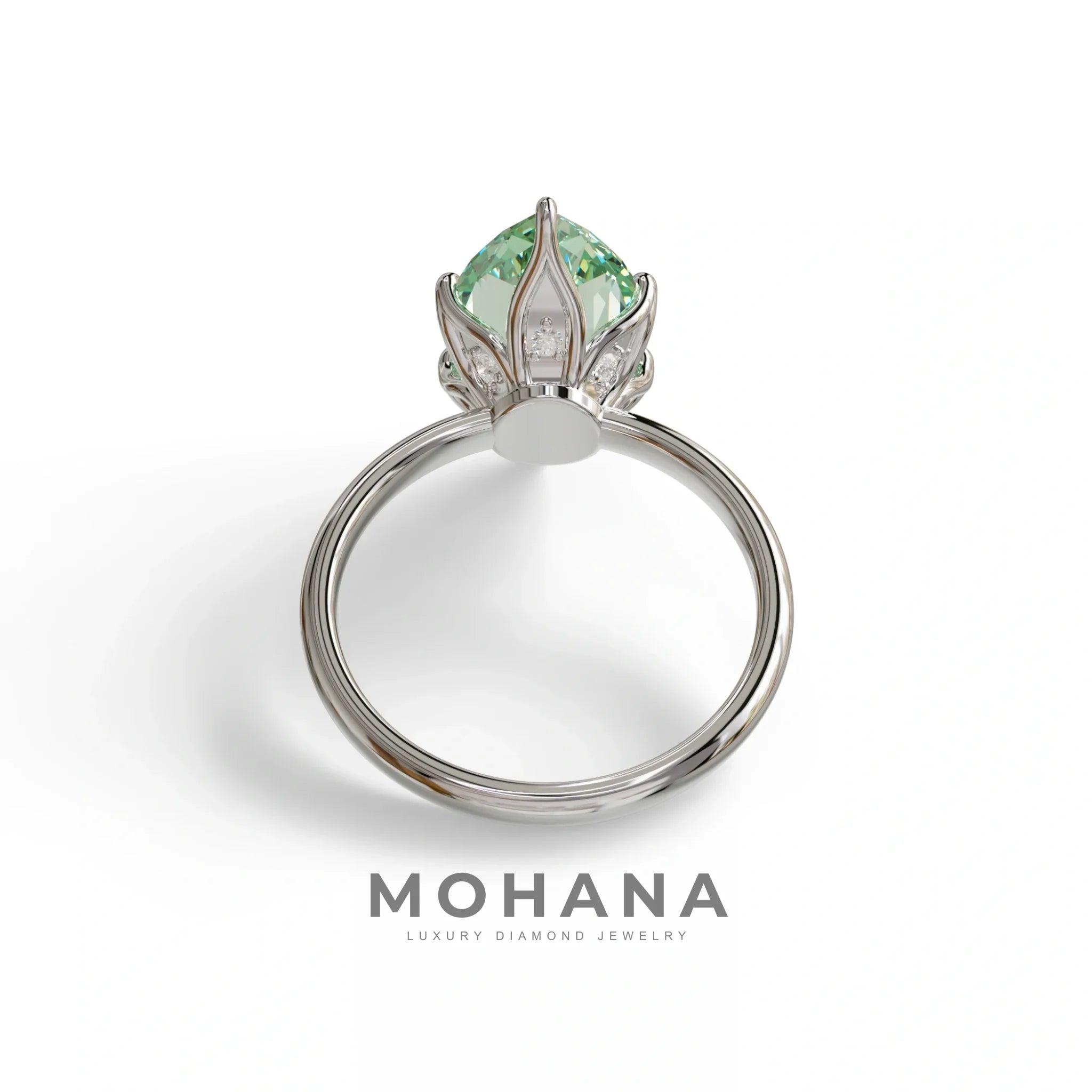 5 Carat Green Lab Grown Diamond Engagement Ring · Marquise Cut Hidden Halo | Etoile - view 9