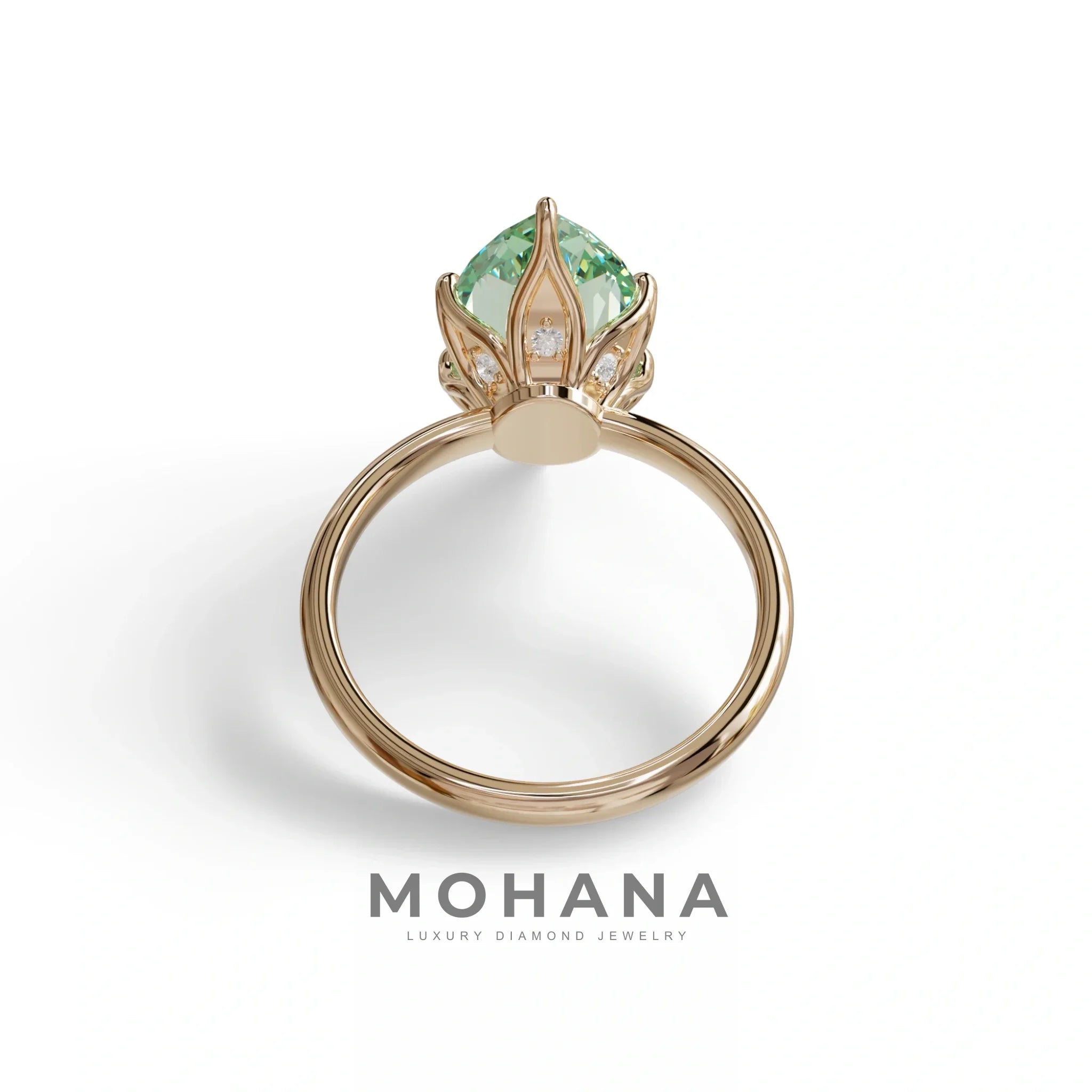 5 Carat Green Lab Grown Diamond Engagement Ring · Marquise Cut Hidden Halo | Etoile - view 8