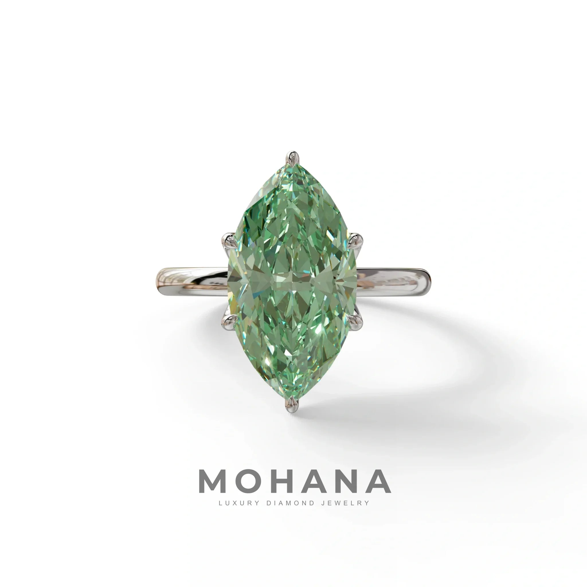 5 Carat Green Lab Grown Diamond Engagement Ring · Marquise Cut Hidden Halo | Etoile - view 3