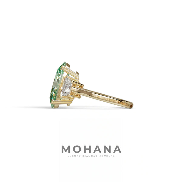 5 Carat Green Lab Grown Diamond Engagement Ring · Oval Cut Three Stone | Solstice alternate view