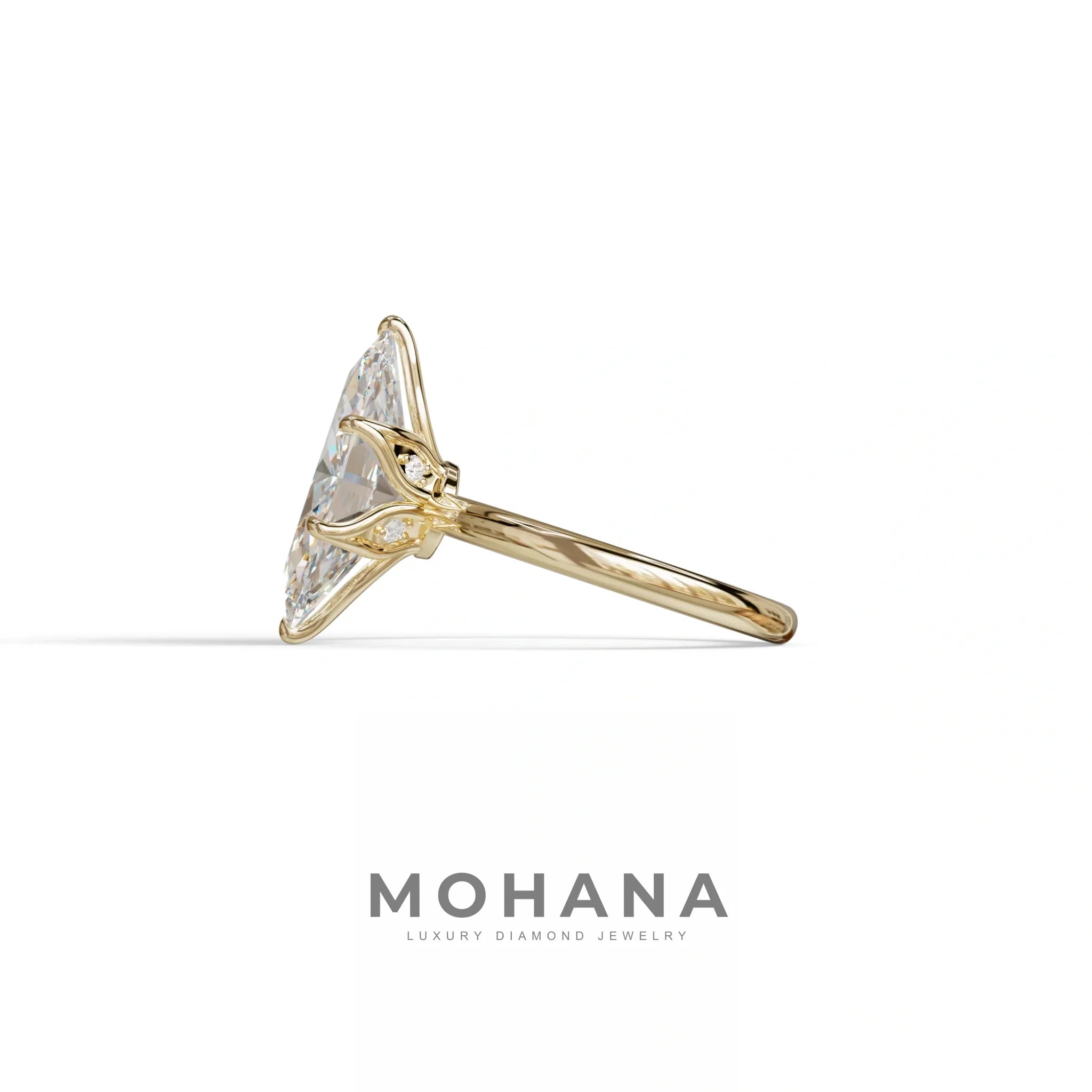 5 Carat Lab Grown Diamond Engagement Ring · Marquise Cut Hidden Halo | Etoile - view 4