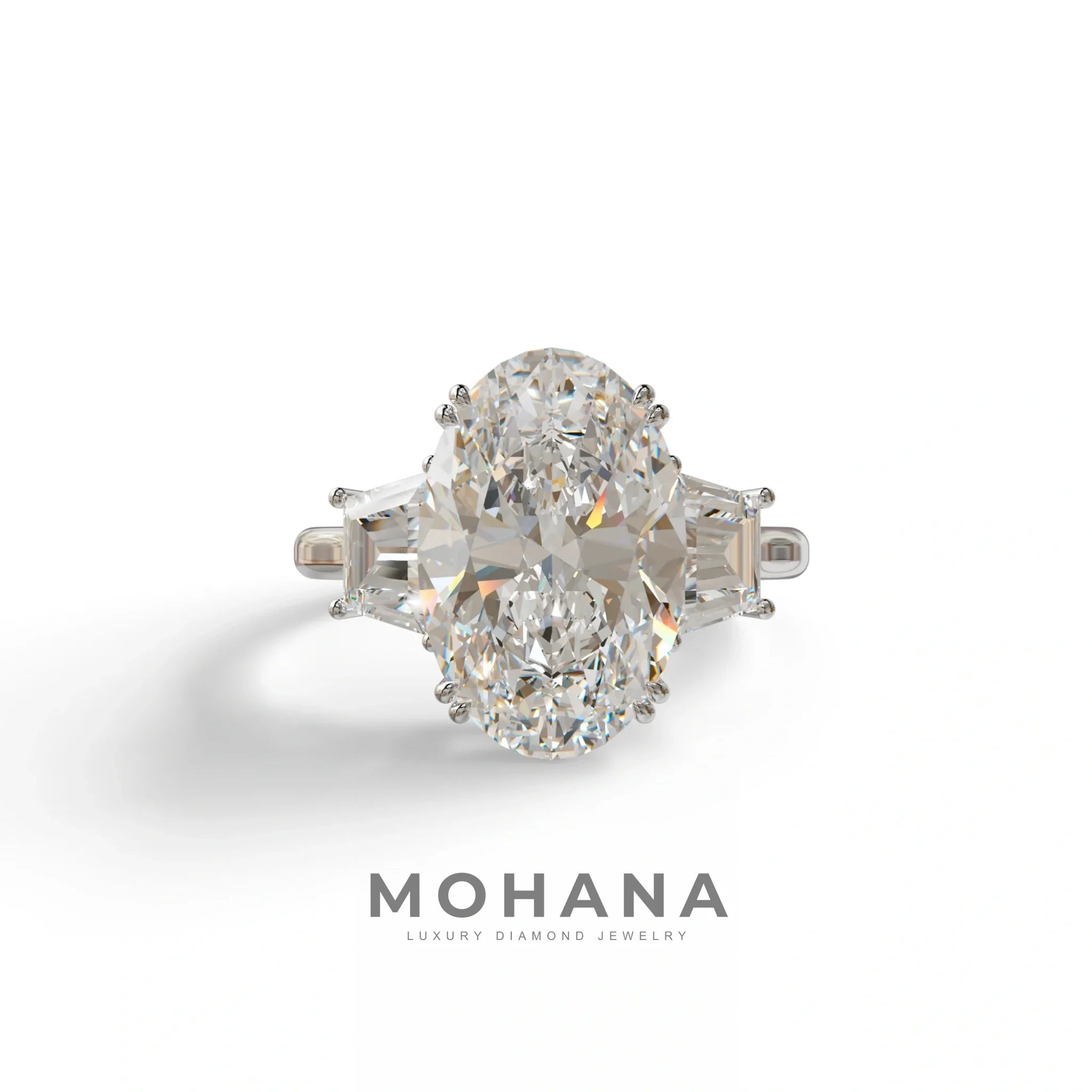 5 Carat Lab Grown Diamond Engagement Ring · Oval Cut Three Stone | Solstice - view 3