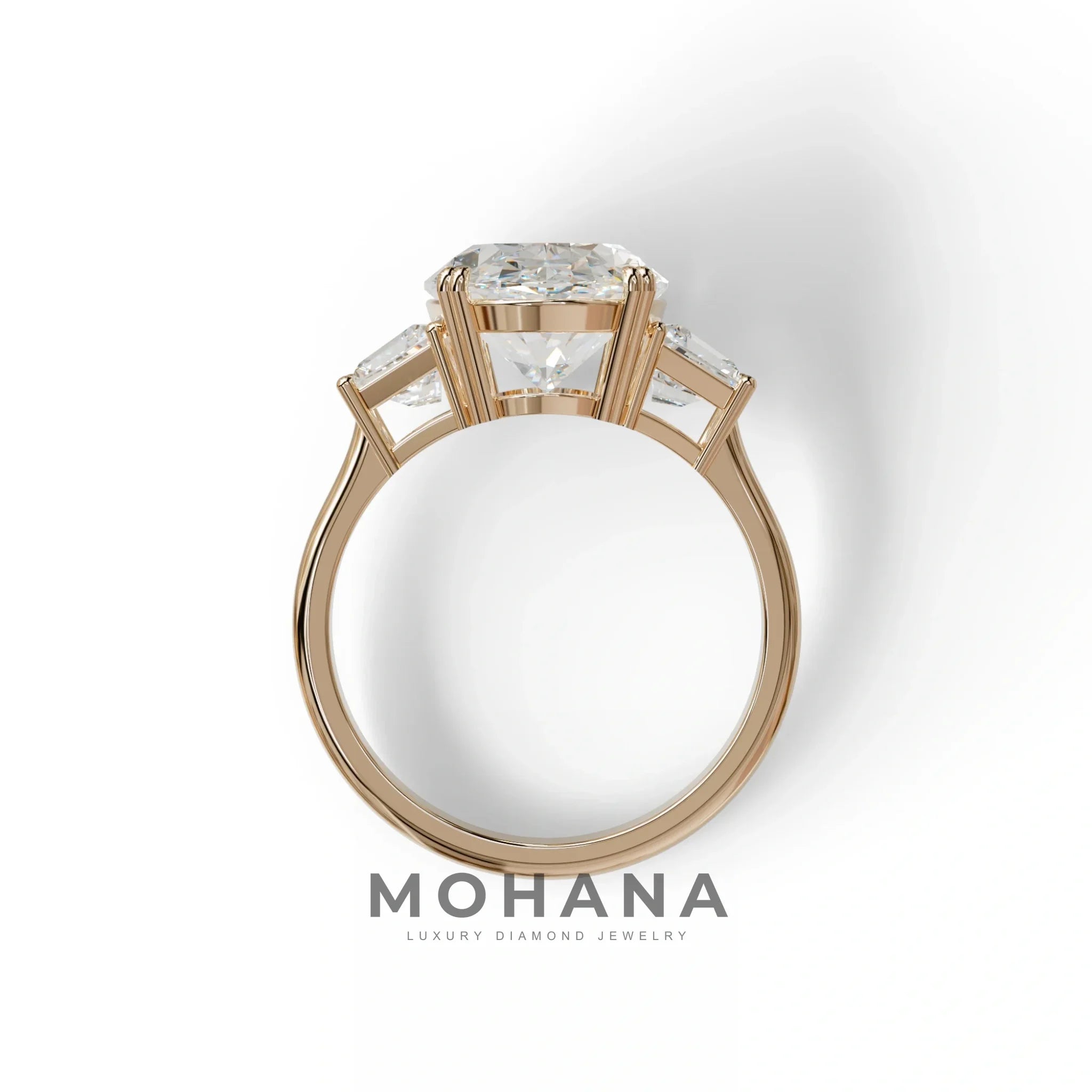 5 Carat Lab Grown Diamond Engagement Ring · Oval Cut Three Stone | Solstice - view 8