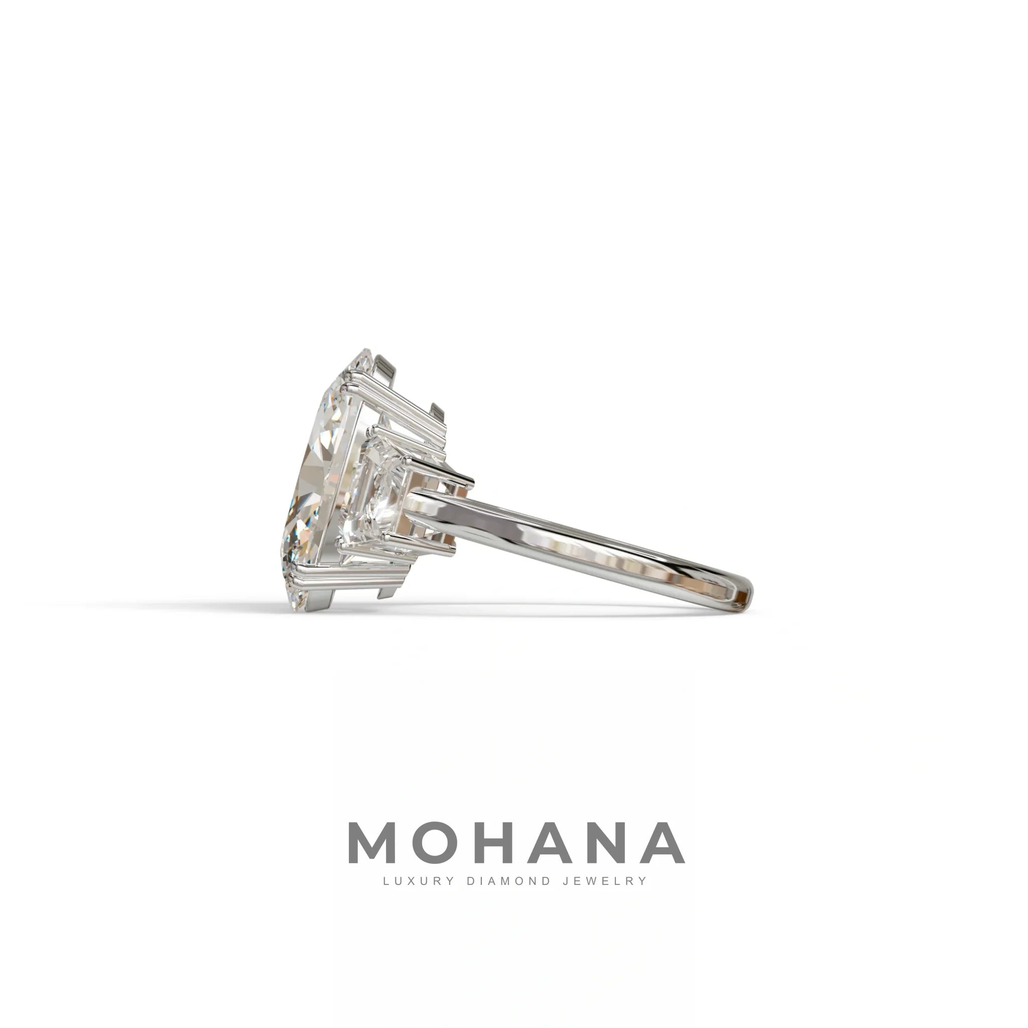 5 Carat Lab Grown Diamond Engagement Ring · Oval Cut Three Stone | Solstice - view 6