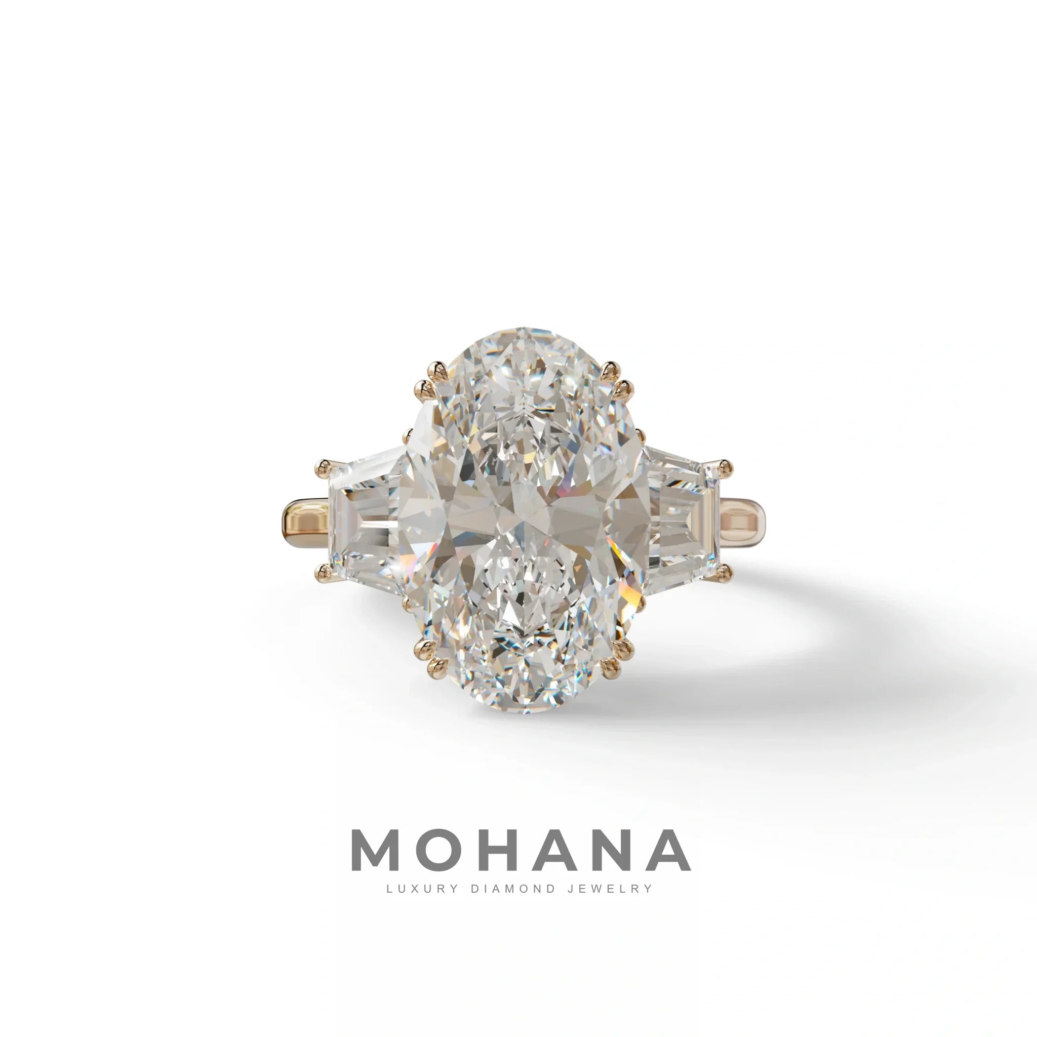 5 Carat Lab Grown Diamond Engagement Ring · Oval Cut Three Stone | Solstice - view 2