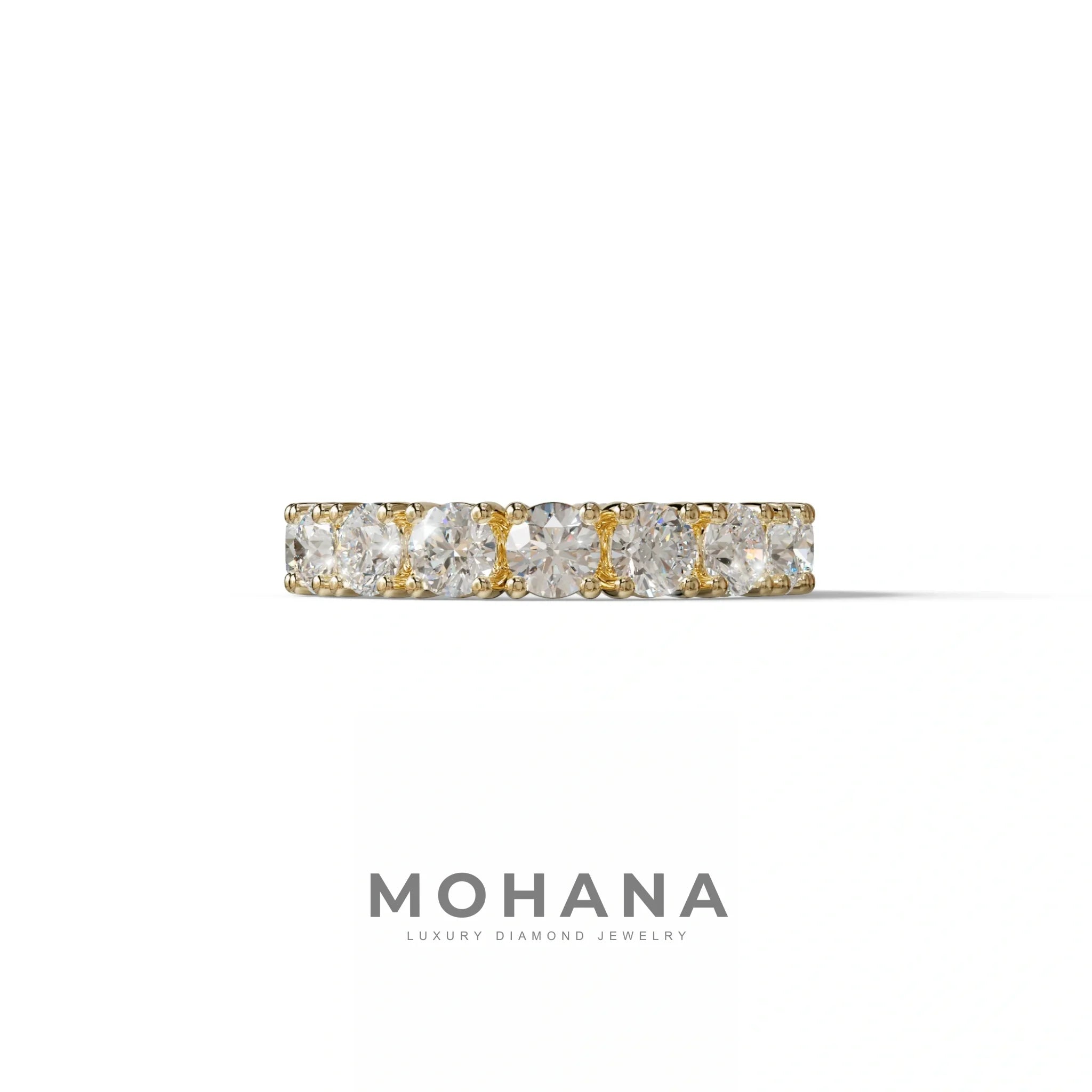 E VVS 5 Carat Round Full Eternity Lab Diamond Band - Prong Setting - 10K Solid Gold / Yellow Gold