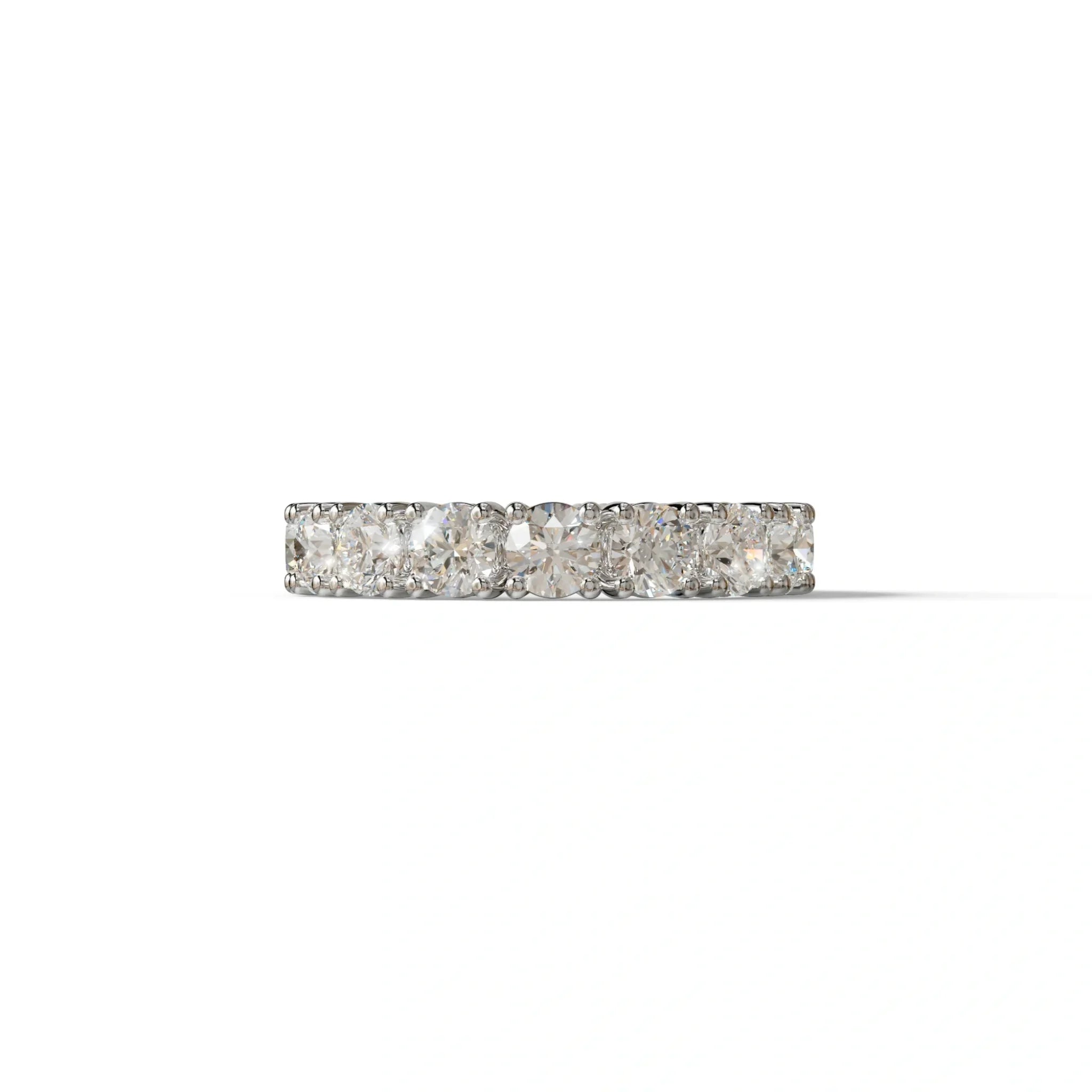 E VVS 5 Carat Round Full Eternity Lab Diamond Band - Prong Setting - 10K Solid Gold / White Gold