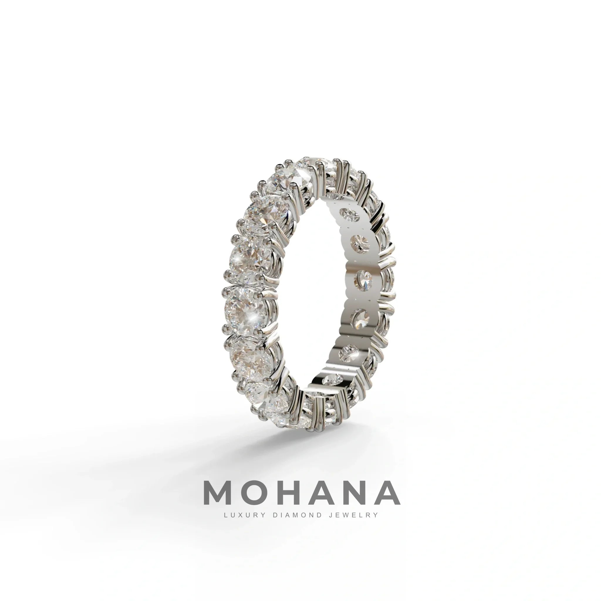 E VVS 5 Carat Round Full Eternity Lab Diamond Band - Prong Setting