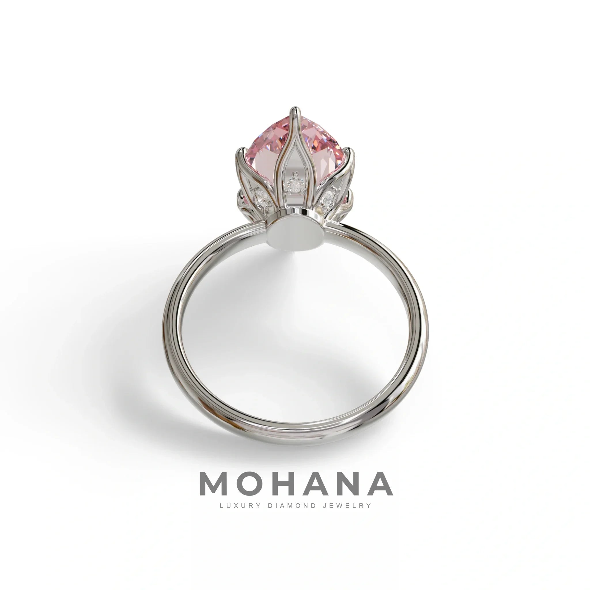 5 Carat Pink Lab Grown Diamond Engagement Ring · Marquise Cut Hidden Halo | Etoile - view 9