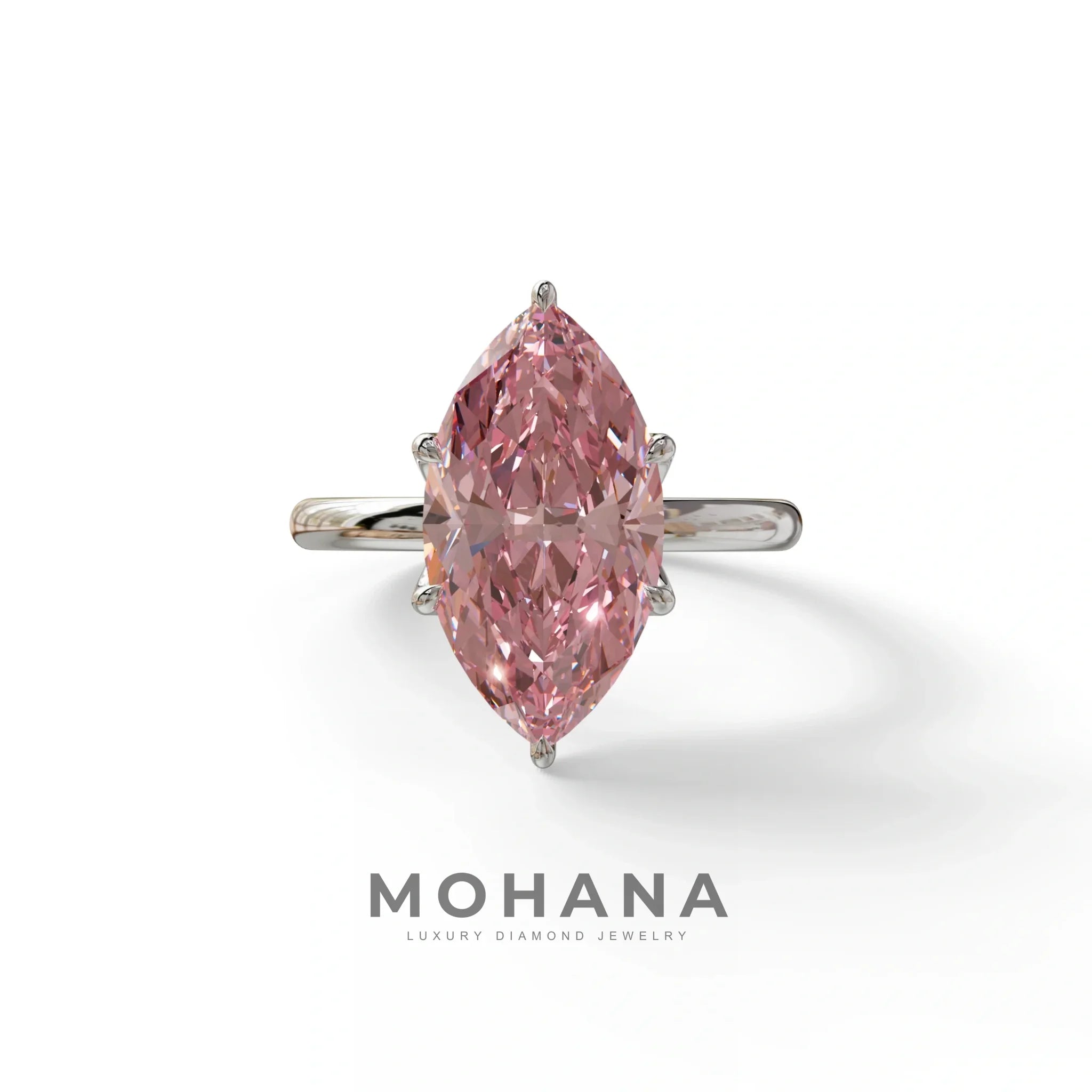 5 Carat Pink Lab Grown Diamond Engagement Ring · Marquise Cut Hidden Halo | Etoile - view 3
