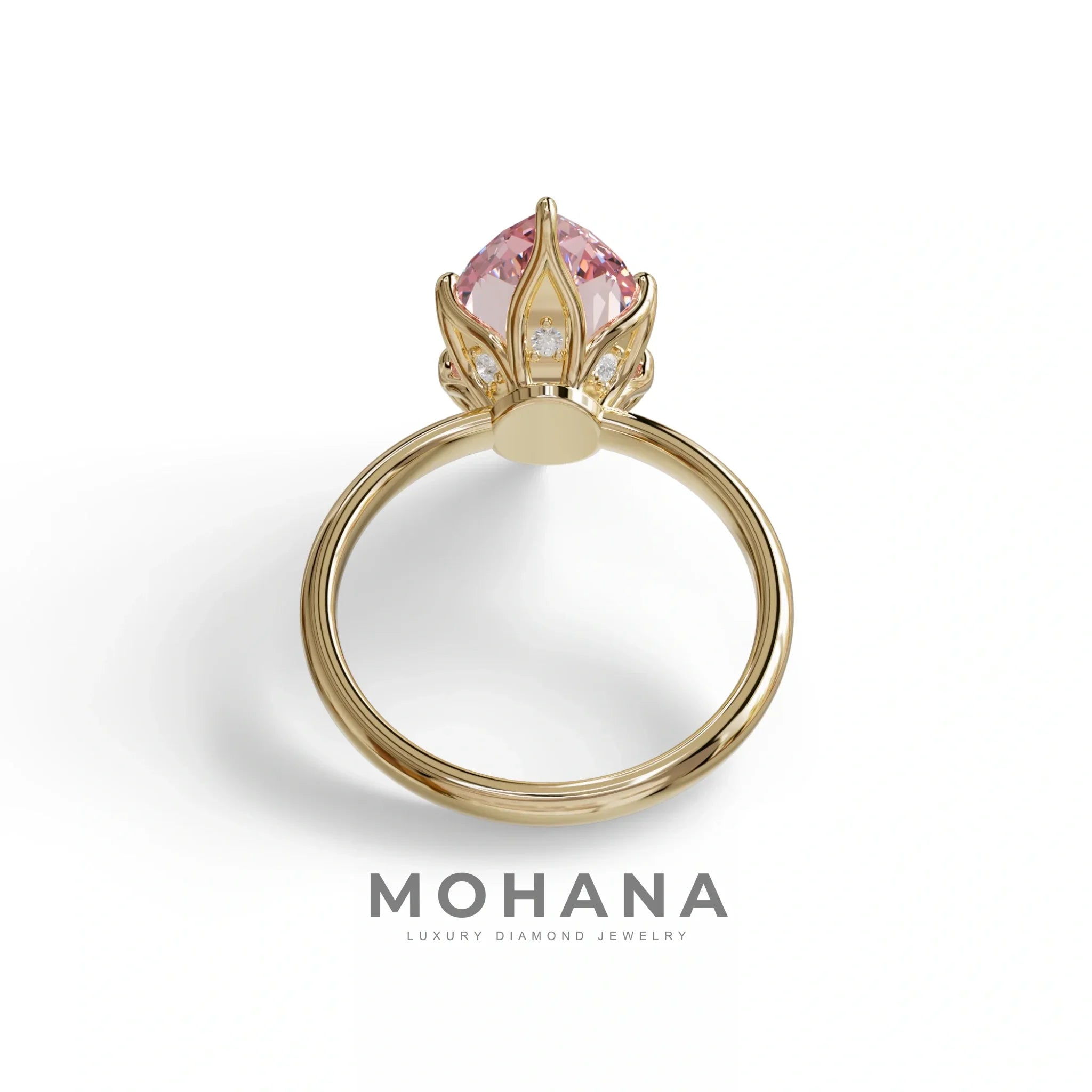 5 Carat Pink Lab Grown Diamond Engagement Ring · Marquise Cut Hidden Halo | Etoile - view 7