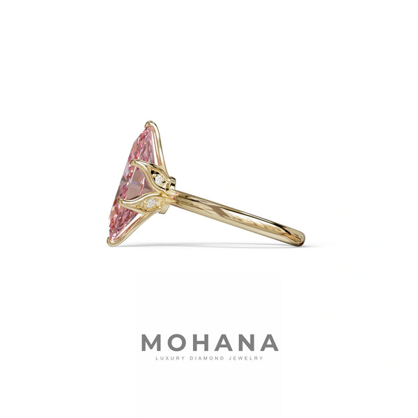 5 Carat Pink Lab Grown Diamond Engagement Ring · Marquise Cut Hidden Halo | Etoile alternate view