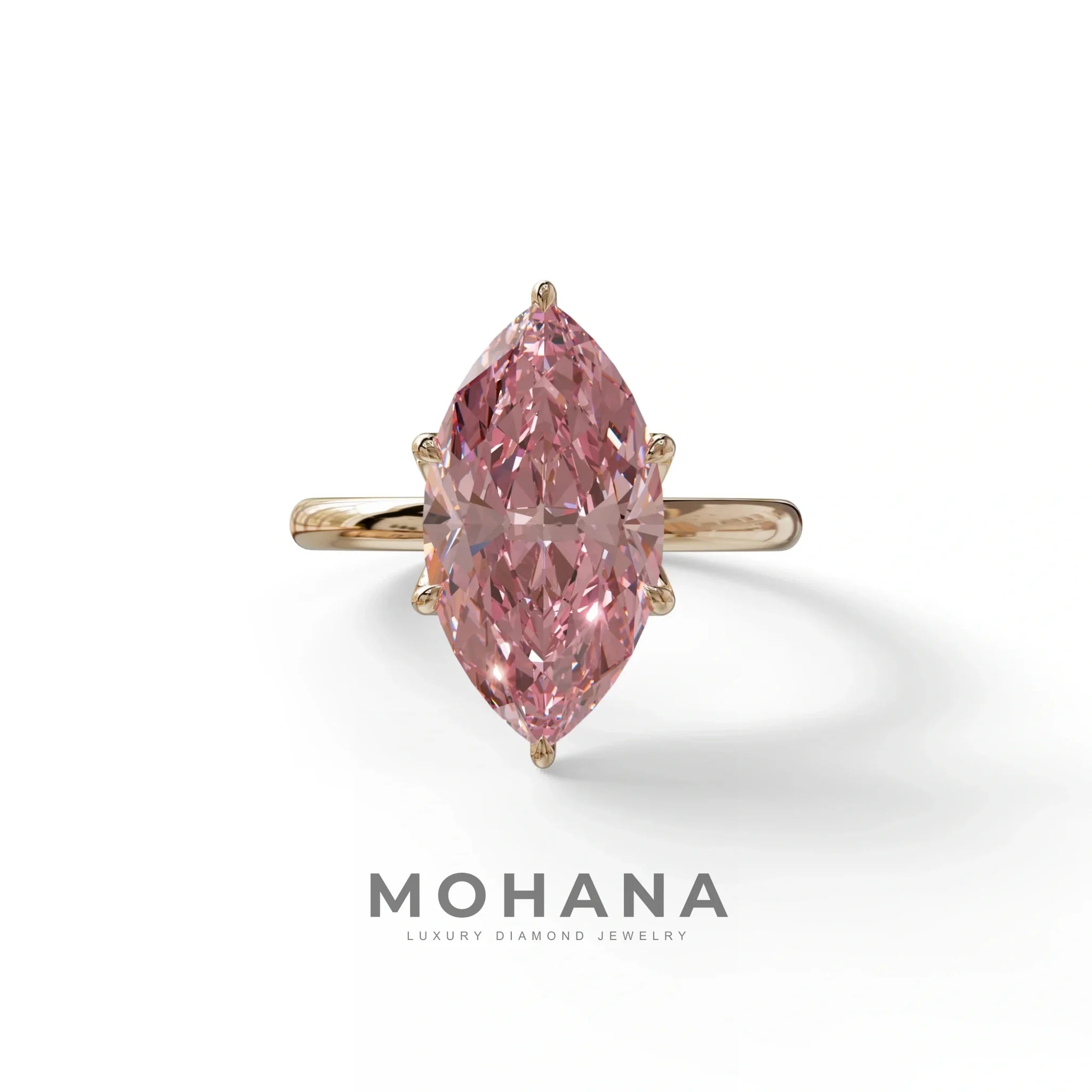 5 Carat Pink Lab Grown Diamond Engagement Ring · Marquise Cut Hidden Halo | Etoile - view 2