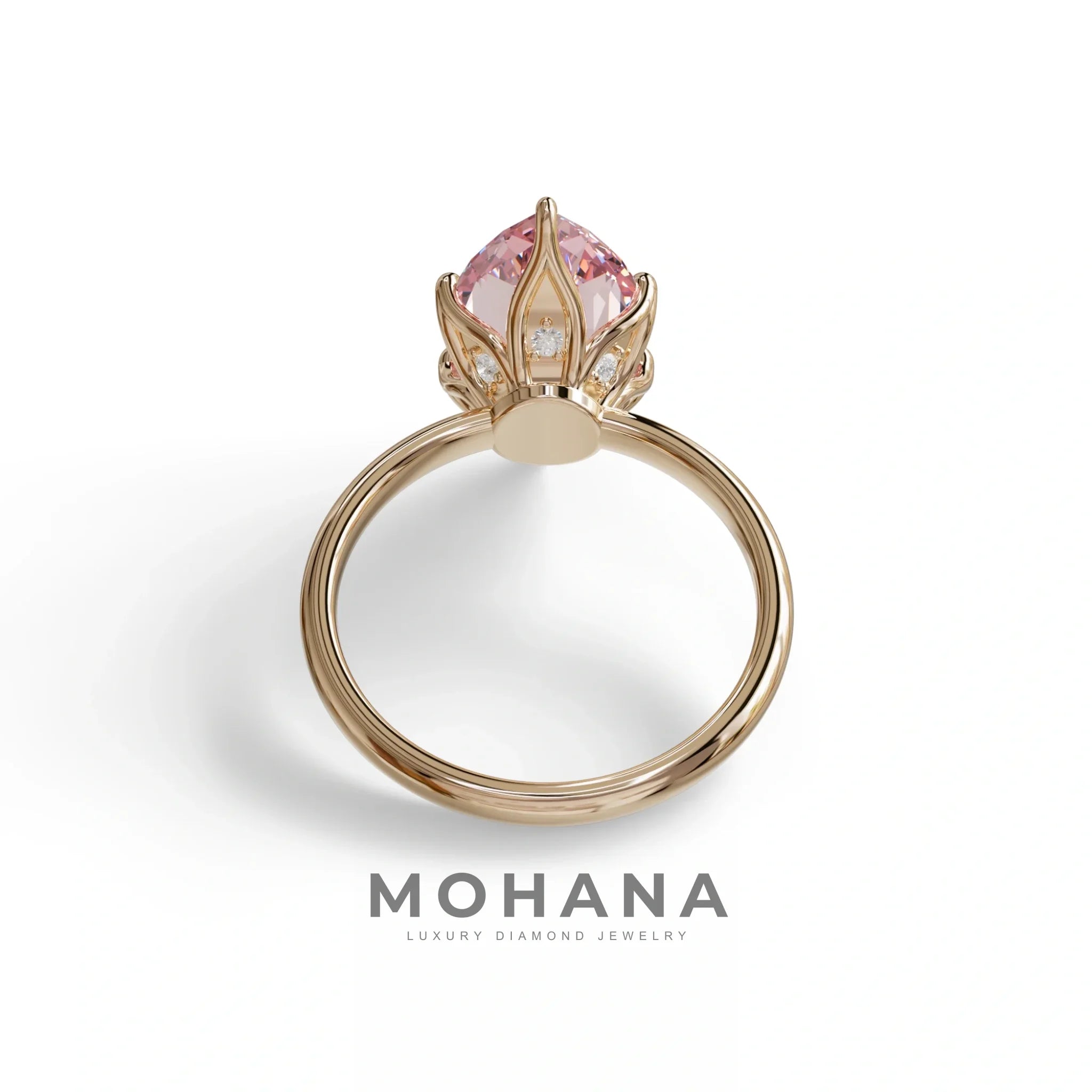 5 Carat Pink Lab Grown Diamond Engagement Ring · Marquise Cut Hidden Halo | Etoile - view 8