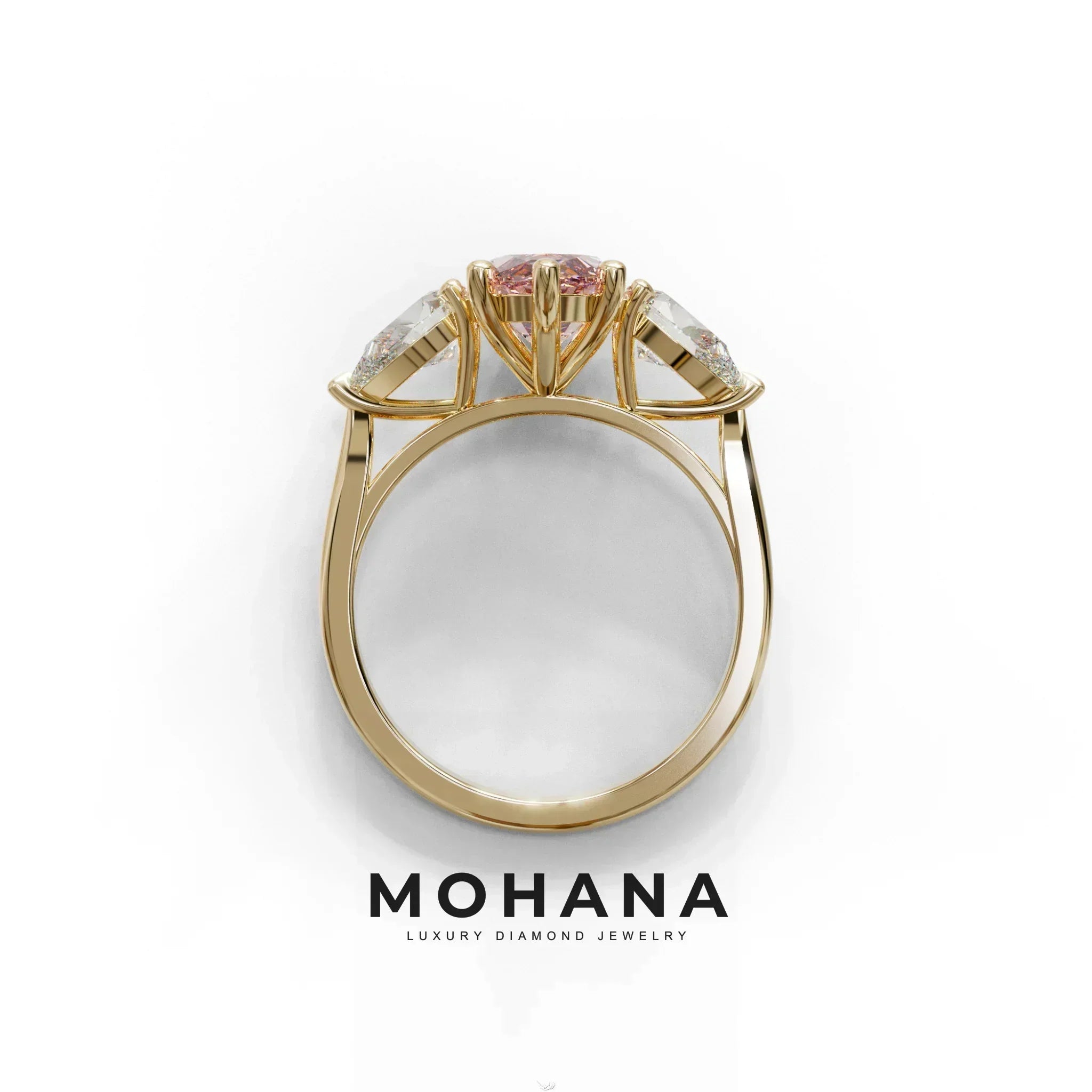 5 Carat Fancy Pink Marquise & Marquise Cut Three Stone Lab Grown Diamond Engagement Ring