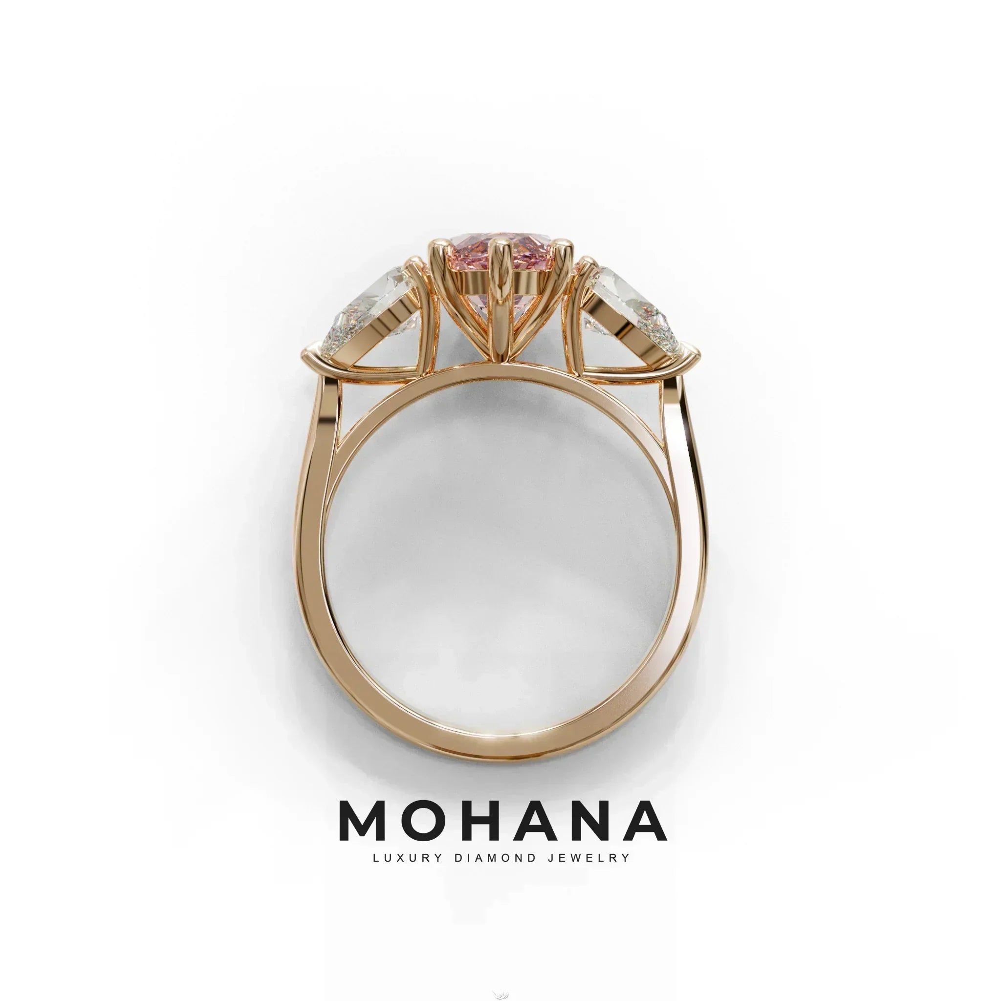 5 Carat Fancy Pink Marquise & Marquise Cut Three Stone Lab Grown Diamond Engagement Ring