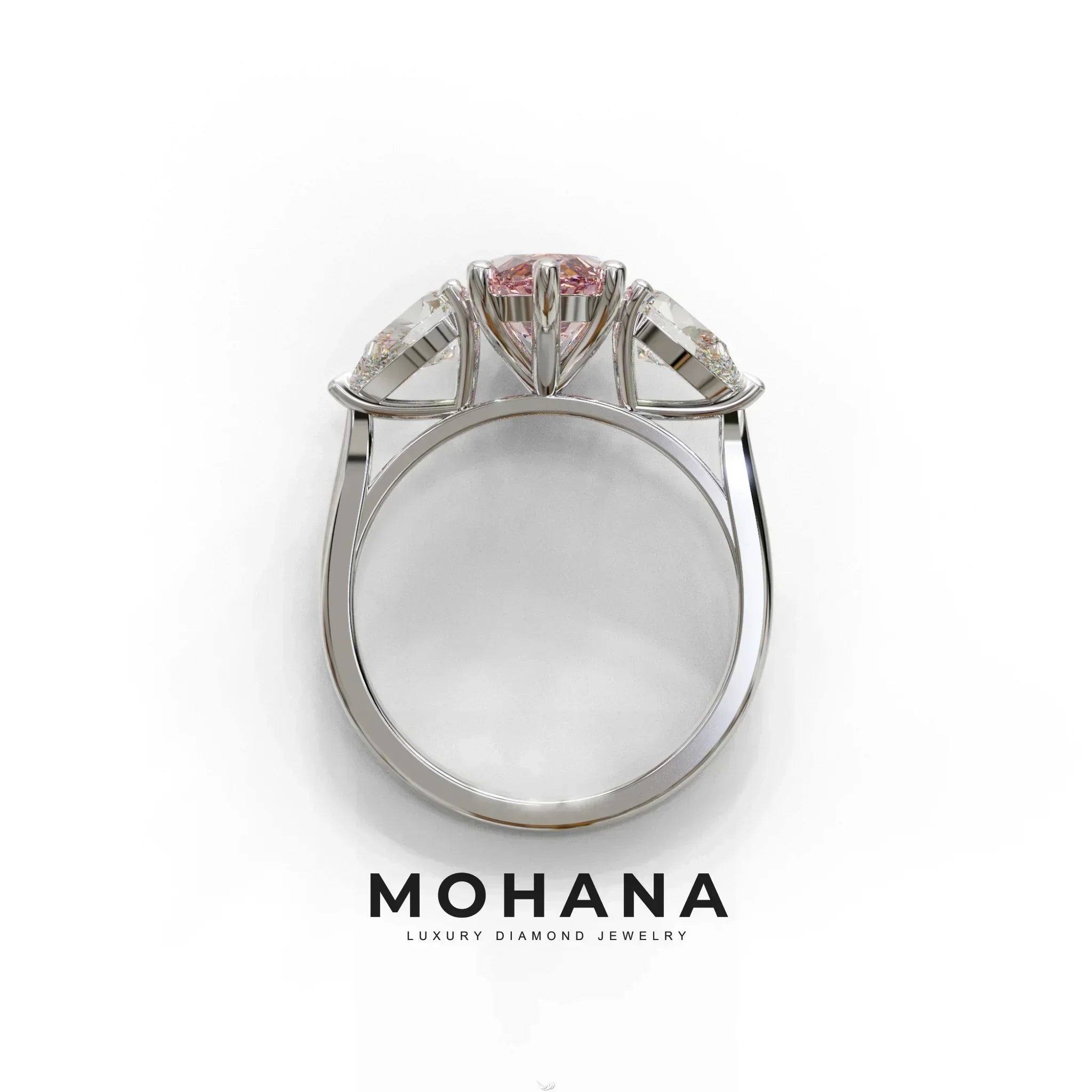5 Carat Fancy Pink Marquise & Marquise Cut Three Stone Lab Grown Diamond Engagement Ring