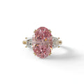 5 Carat Pink Lab Grown Diamond Engagement Ring · Oval Cut Three Stone | Solstice - view 1