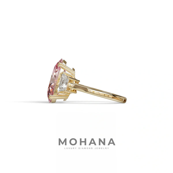 5 Carat Pink Lab Grown Diamond Engagement Ring · Oval Cut Three Stone | Solstice alternate view