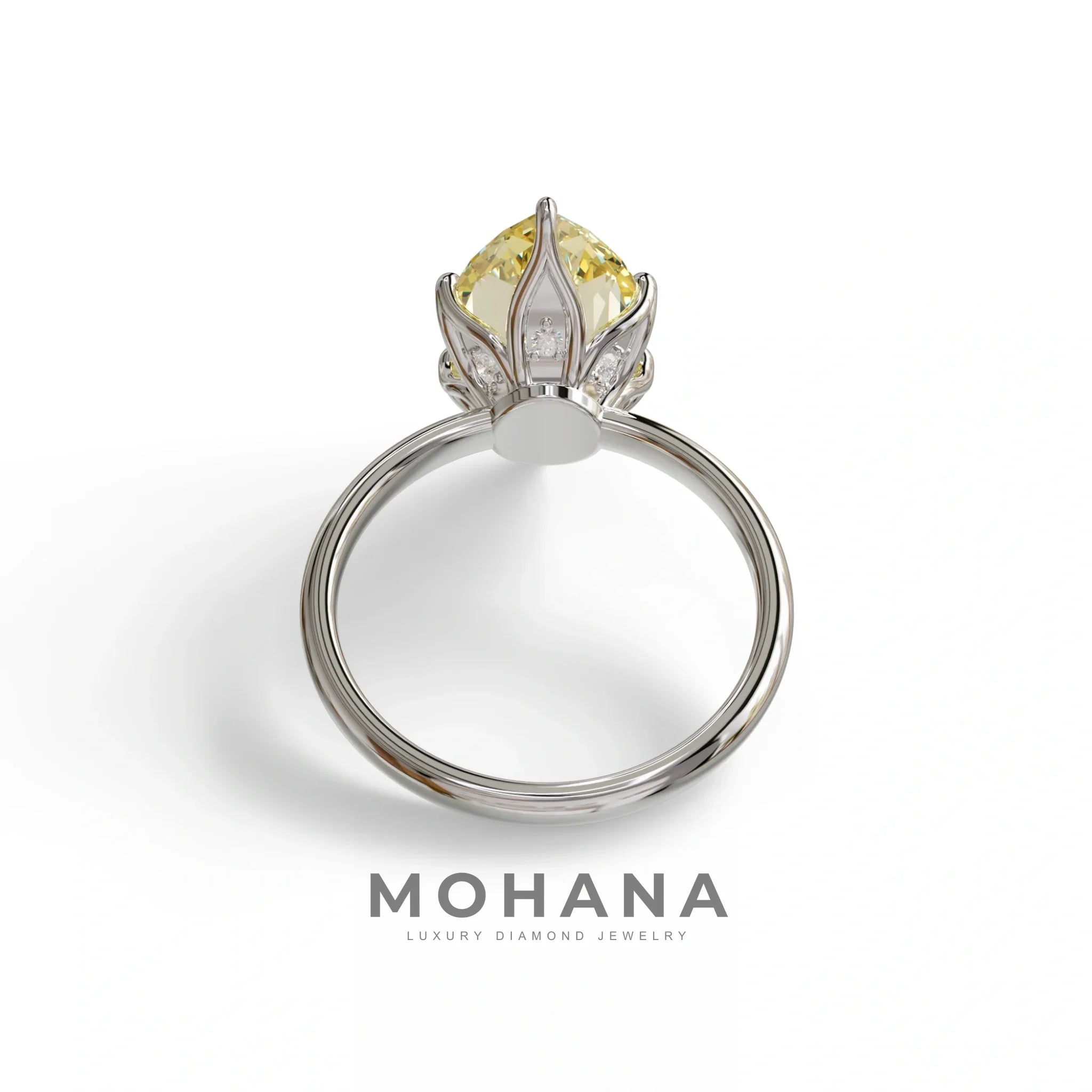 5 Carat Yellow Lab Grown Diamond Engagement Ring · Marquise Cut Hidden Halo | Etoile - view 9