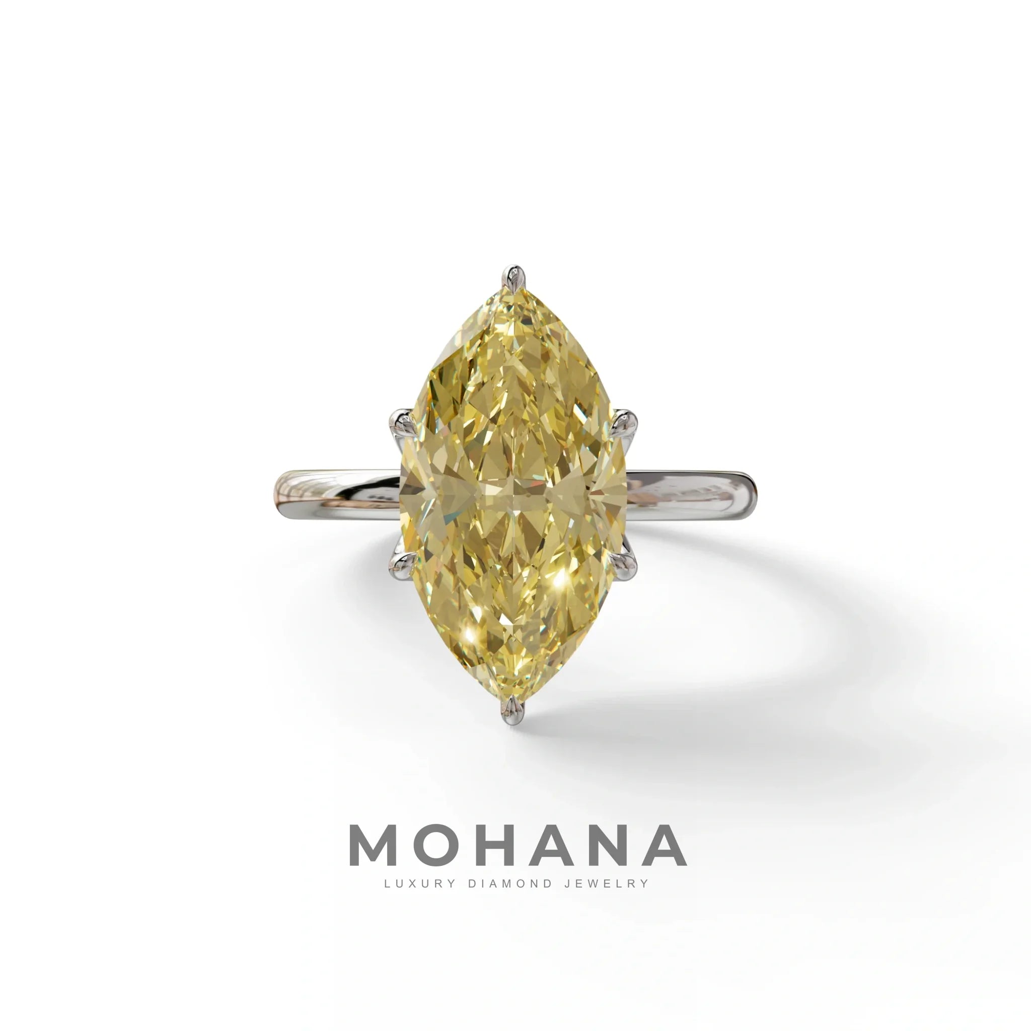 5 Carat Yellow Lab Grown Diamond Engagement Ring · Marquise Cut Hidden Halo | Etoile - view 3